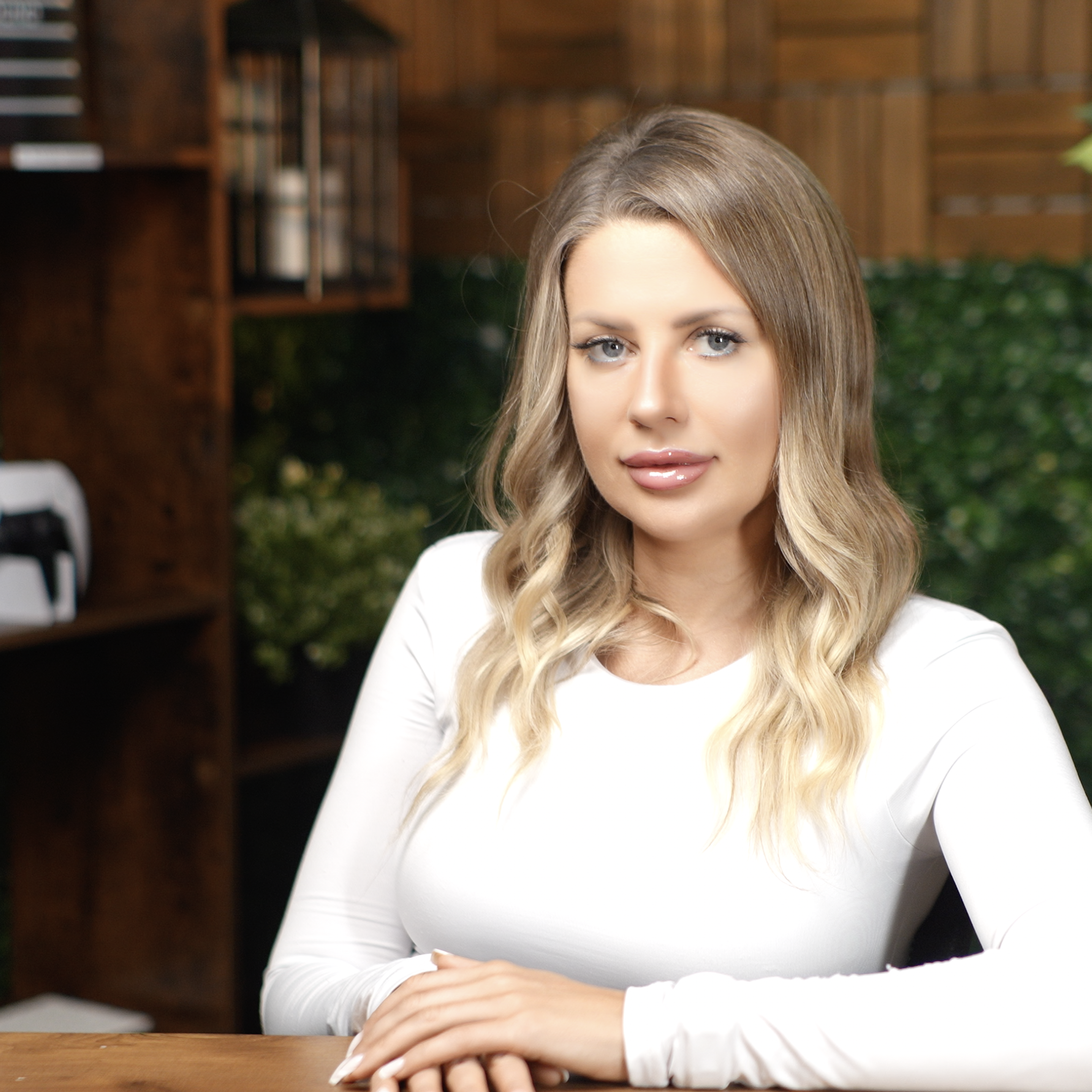 Creator filming an expert video in the Good Vibes studio set at ProStudio1 Hollywood, Florida — ideal for interviews, courses, and personal brand content.