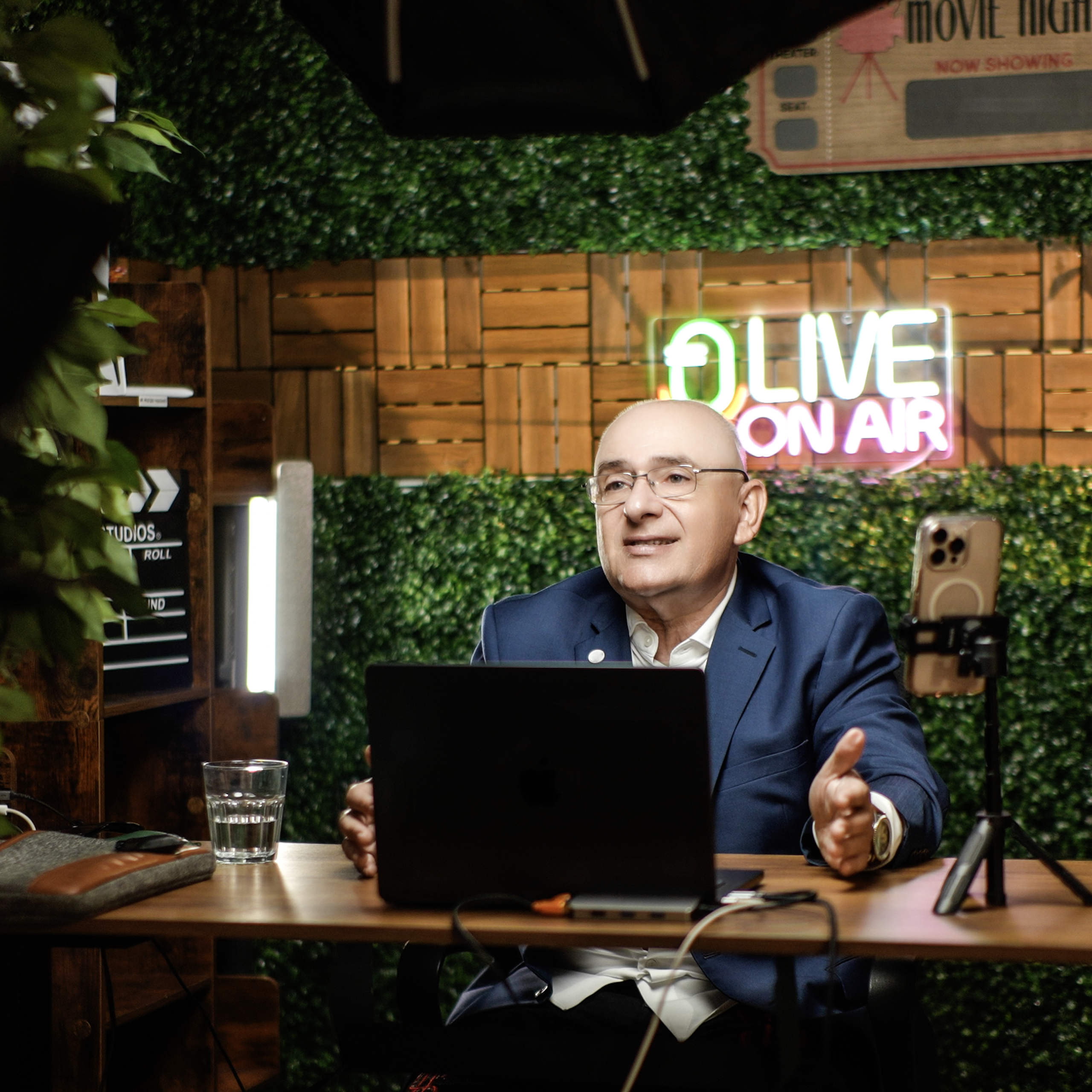 Talking-head video filmed in the Good Vibes set at ProStudio1 near Miami — a warm, lifestyle-style space for YouTube videos and social clips in Hollywood, FL.