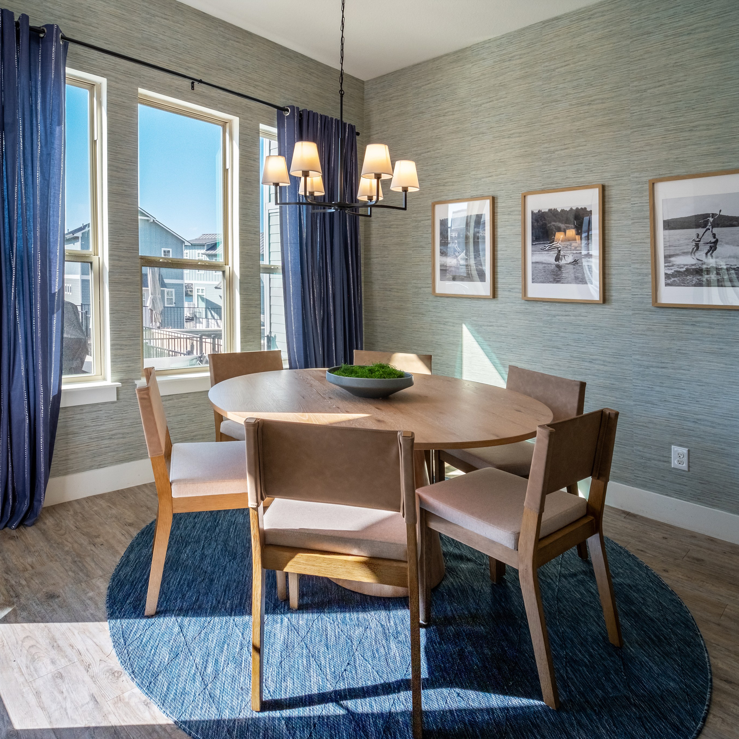Bright contemporary living room with natural light photographed in Austin TX