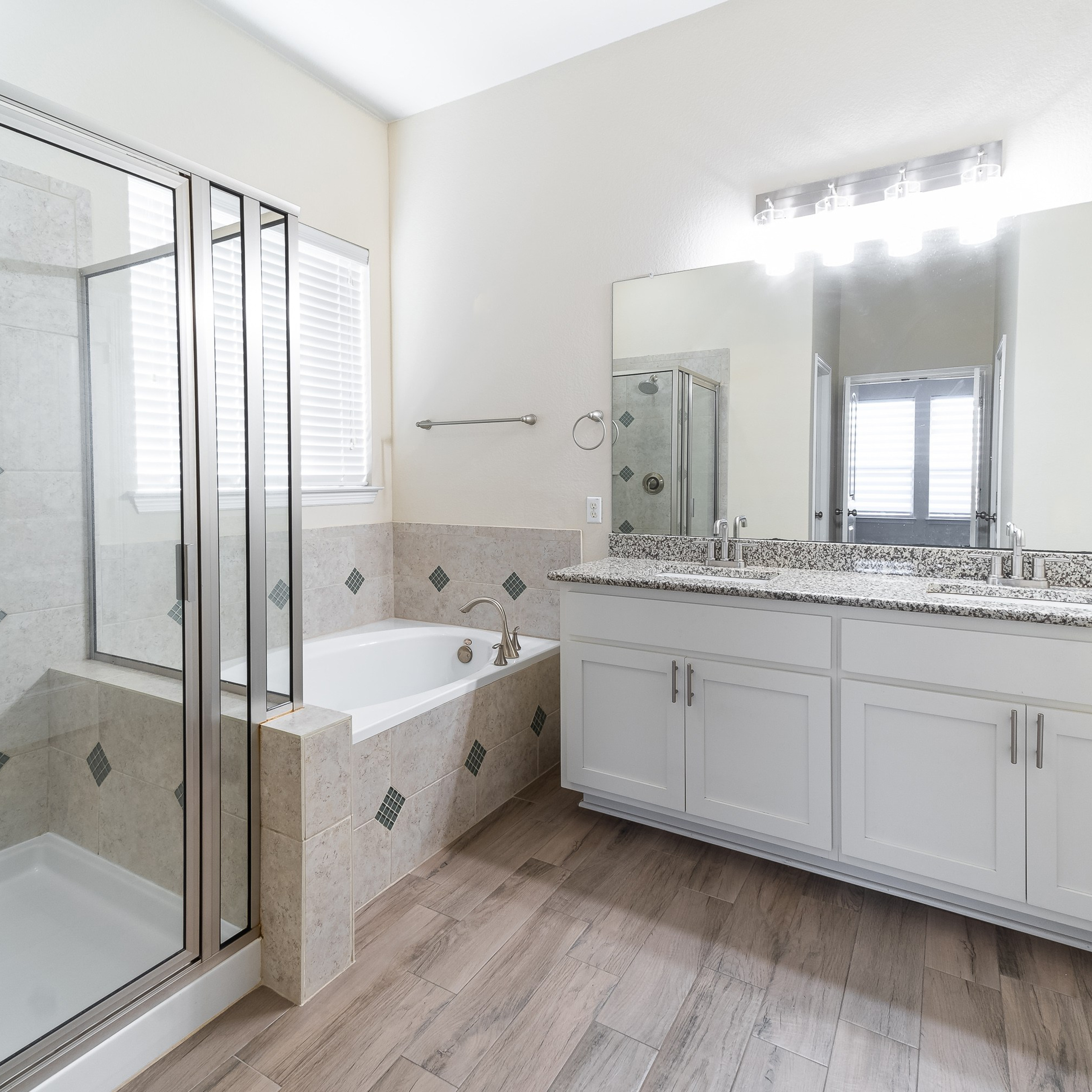Minimalist bathroom interior with marble photographed in Austin Texas