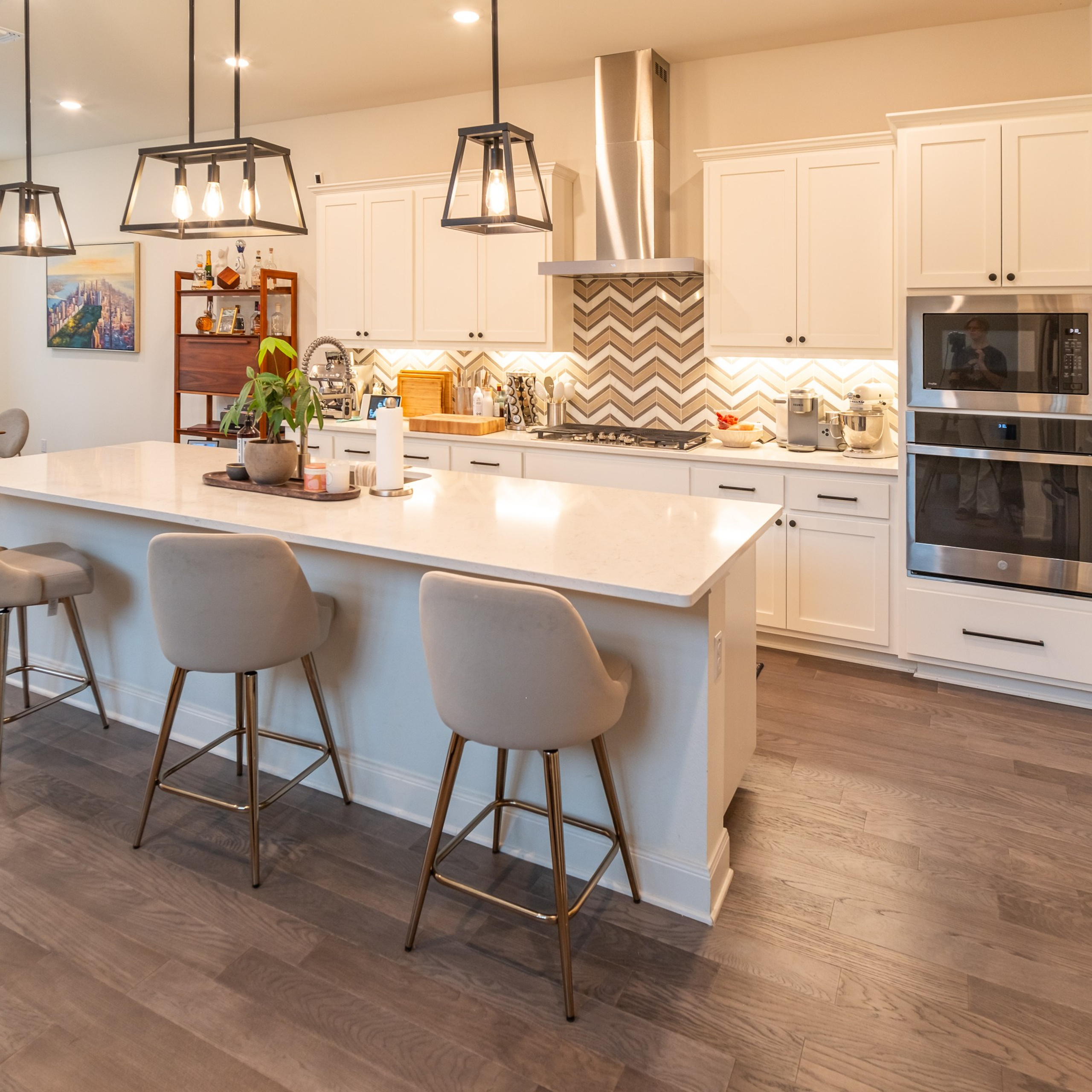 Modern white kitchen interior photographed by Austin Texas interior photographer