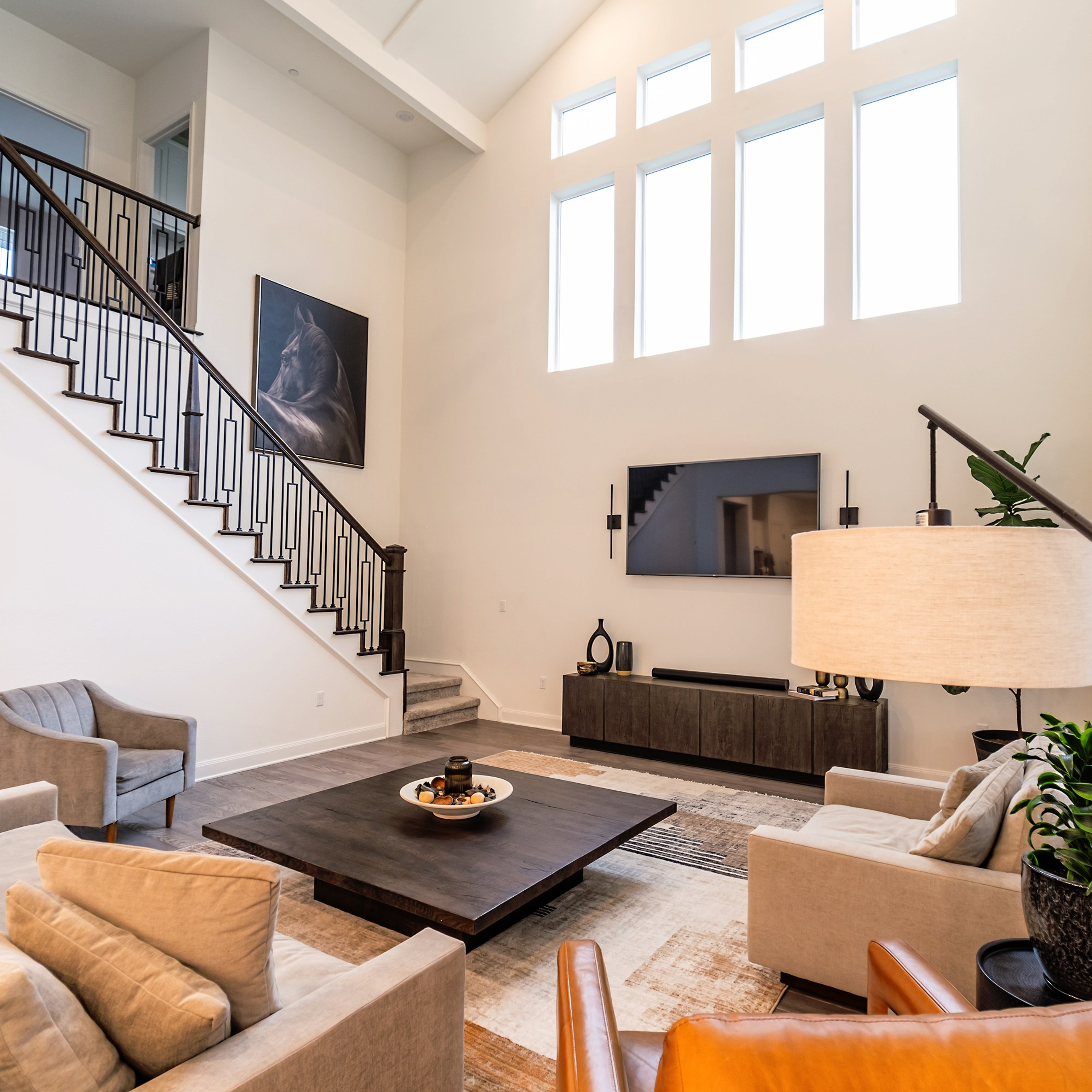 Luxury living room interior design photographed by Austin interior photographer