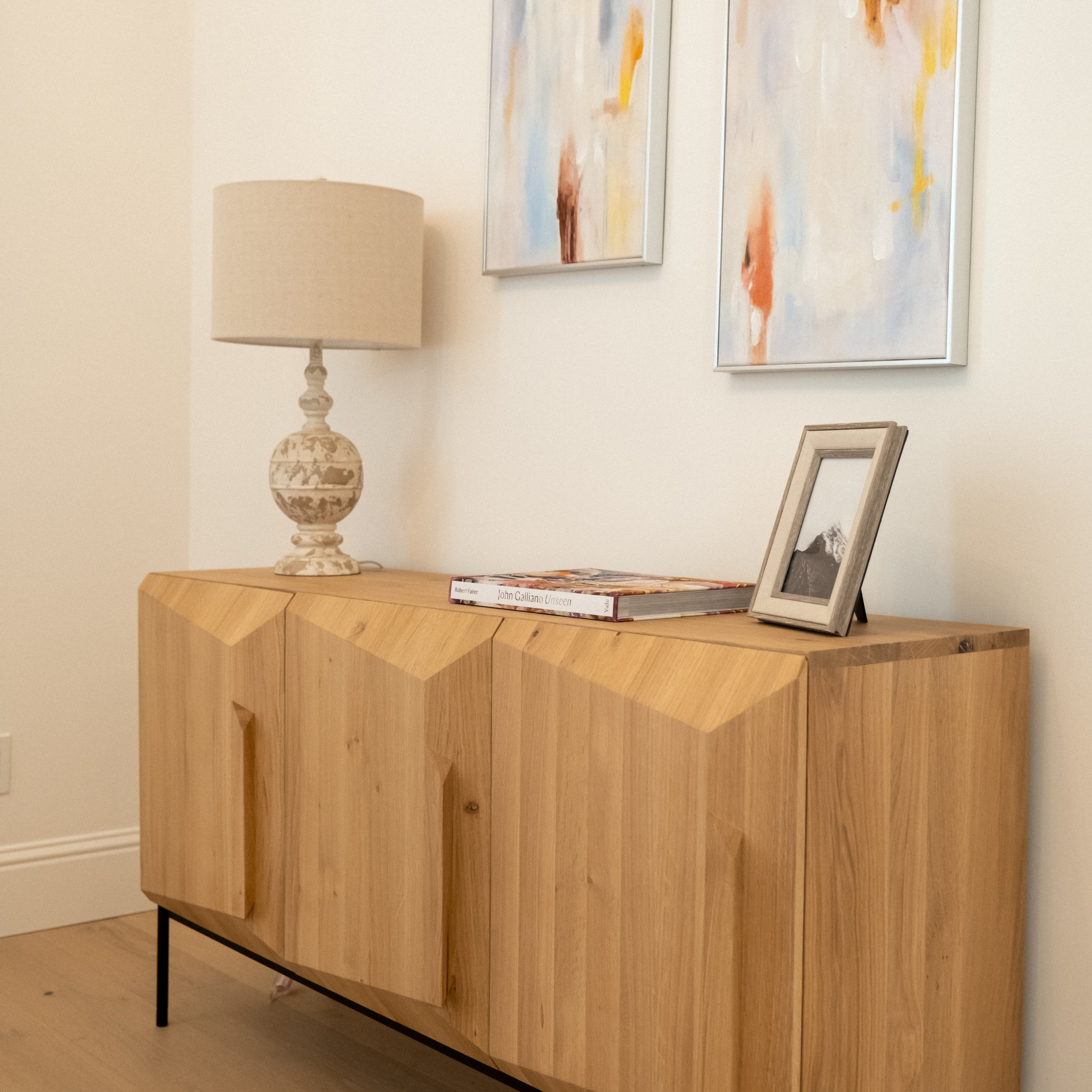 Close-up interior design detail with decorative objects and soft natural light Austin TX