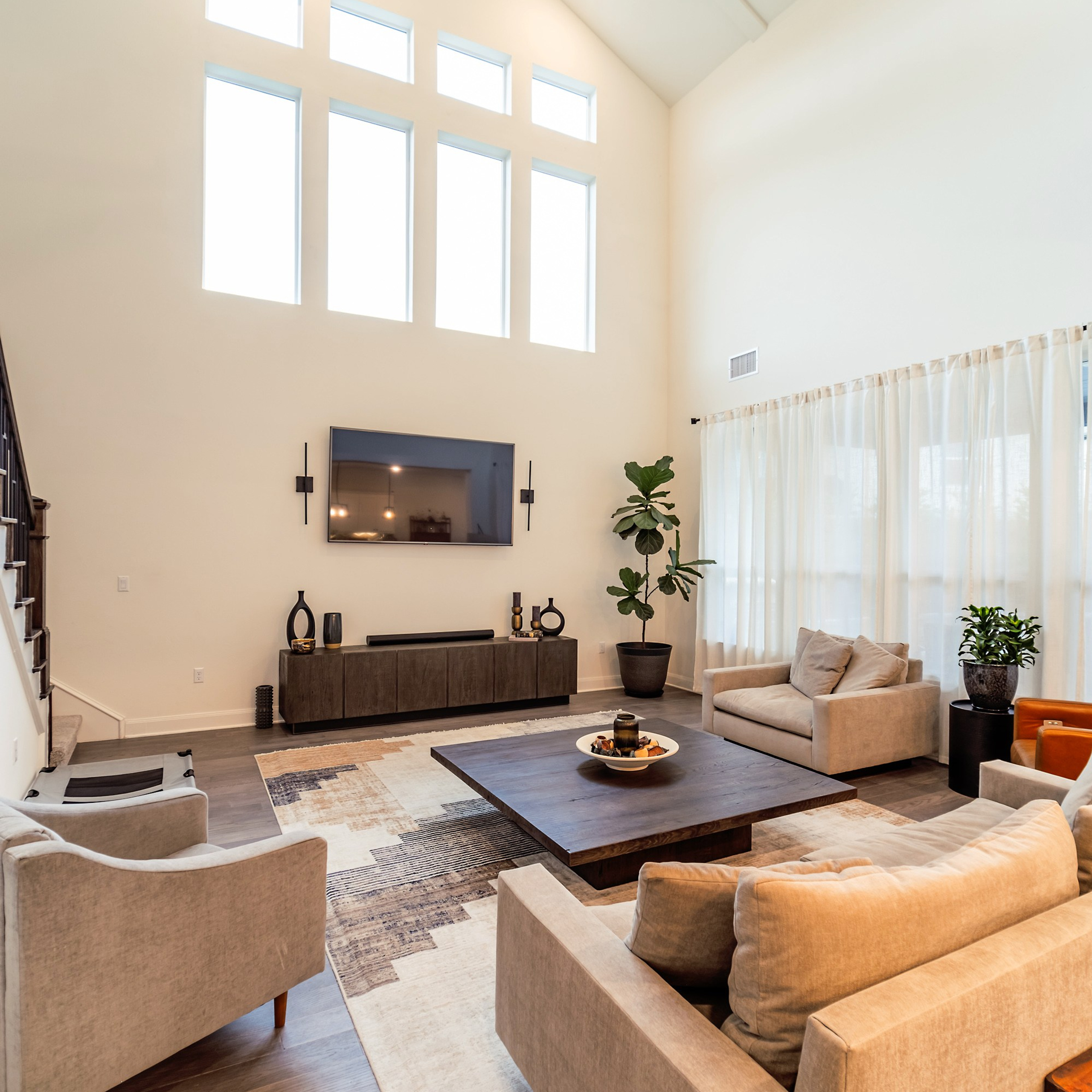 Luxury living room interior design photographed by Austin interior photographer