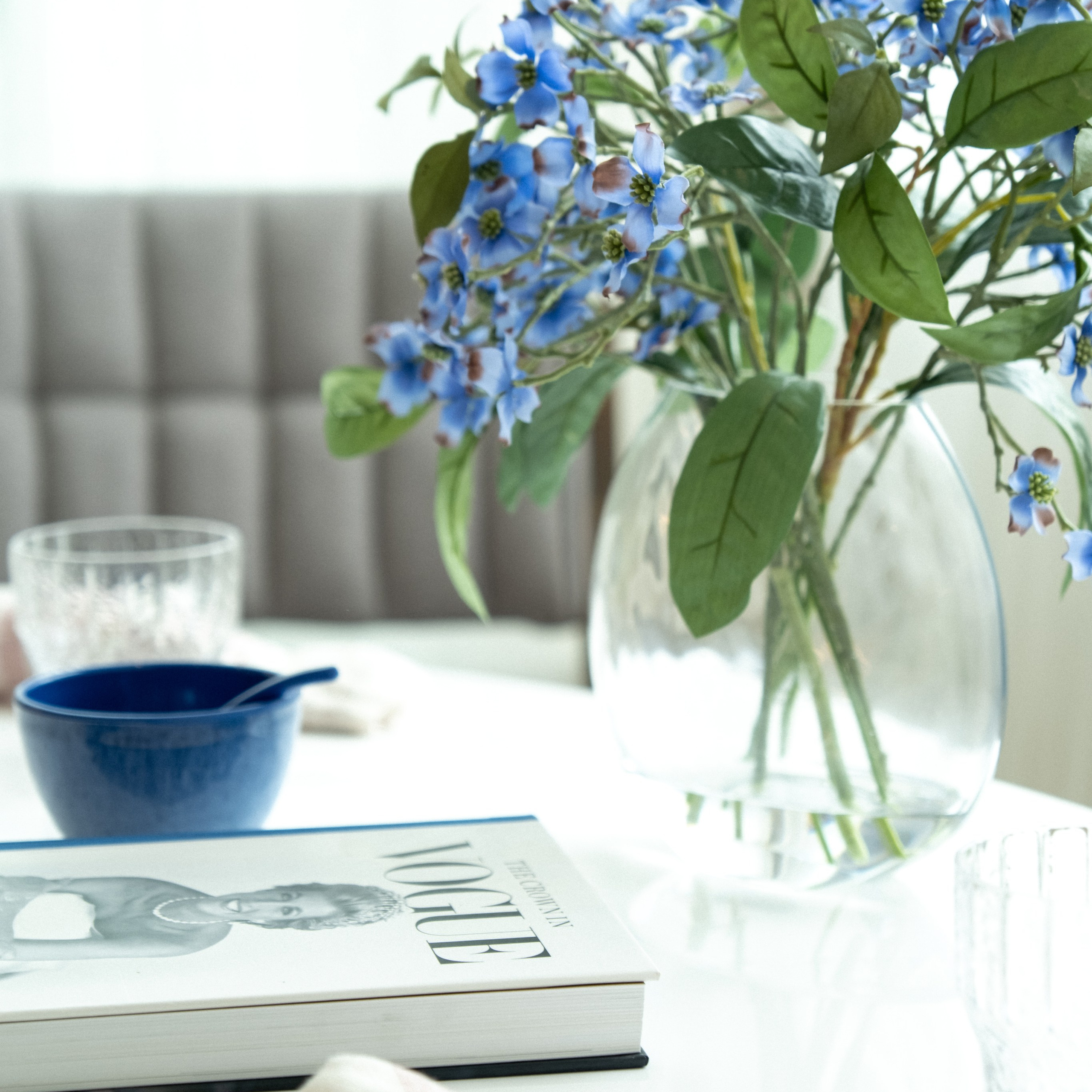 Close-up interior design detail with decorative objects and soft natural light Austin TX