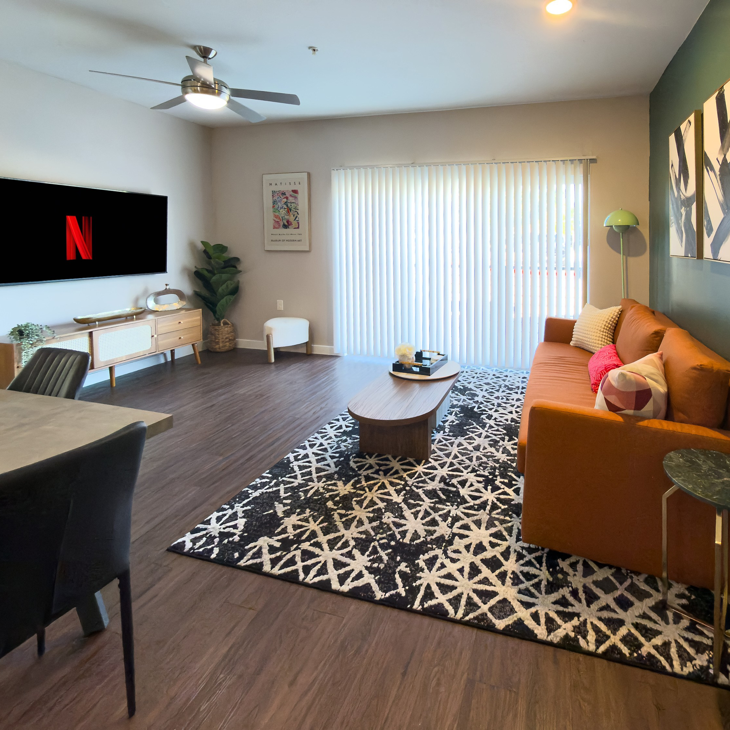 Modern living room interior photography by Austin Texas interior photographer