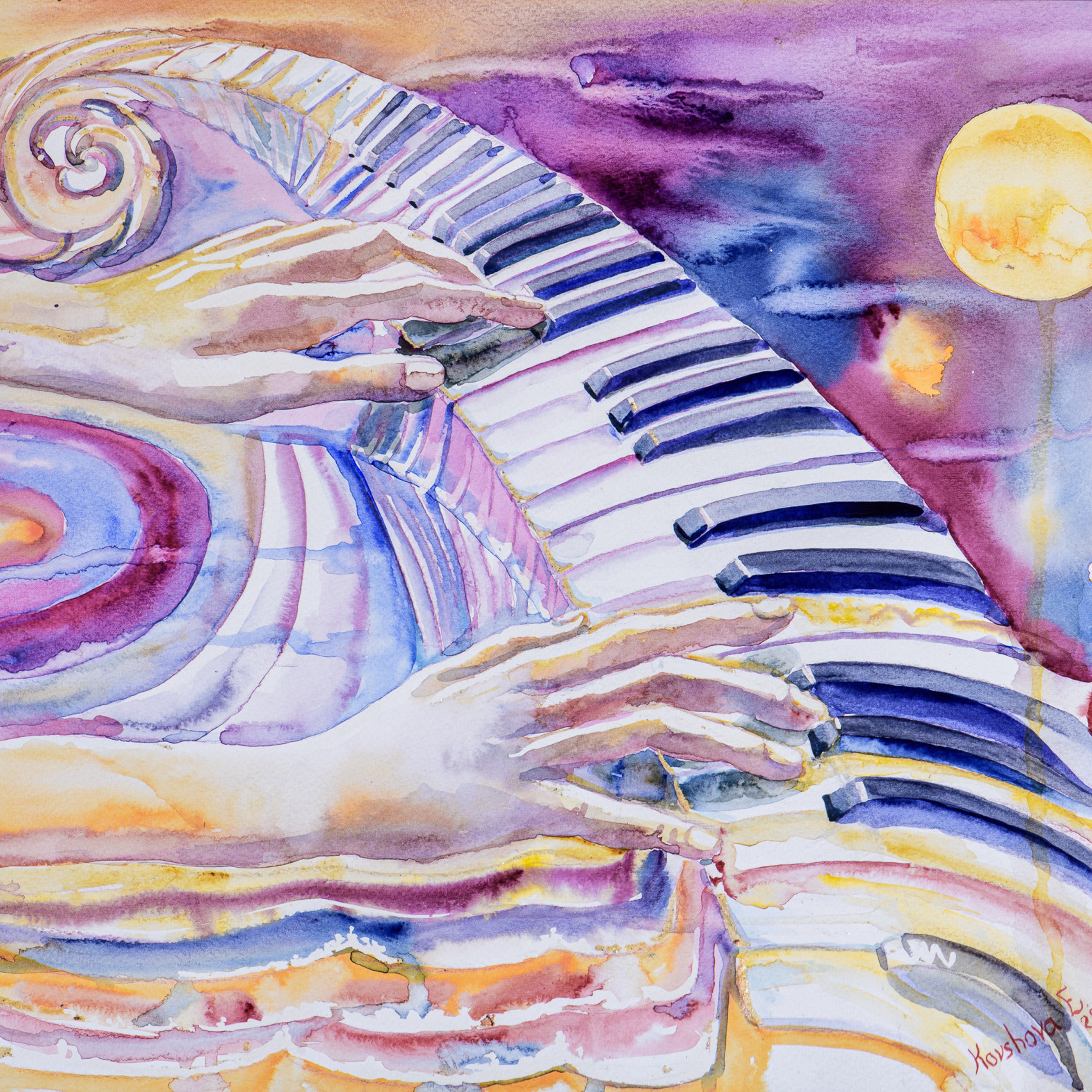 Watercolor, colored pencil, pastel