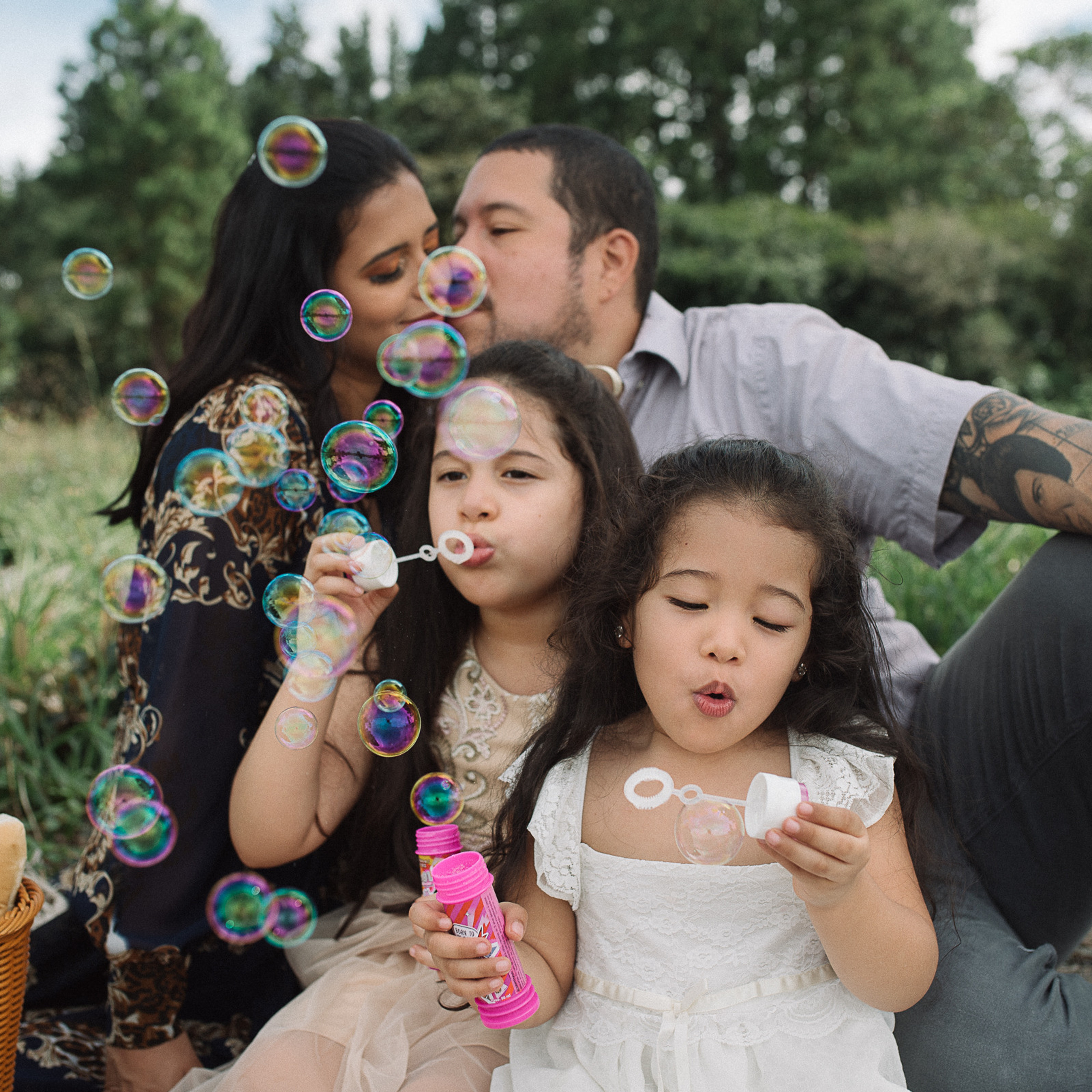 sesión familiar con burbujas 