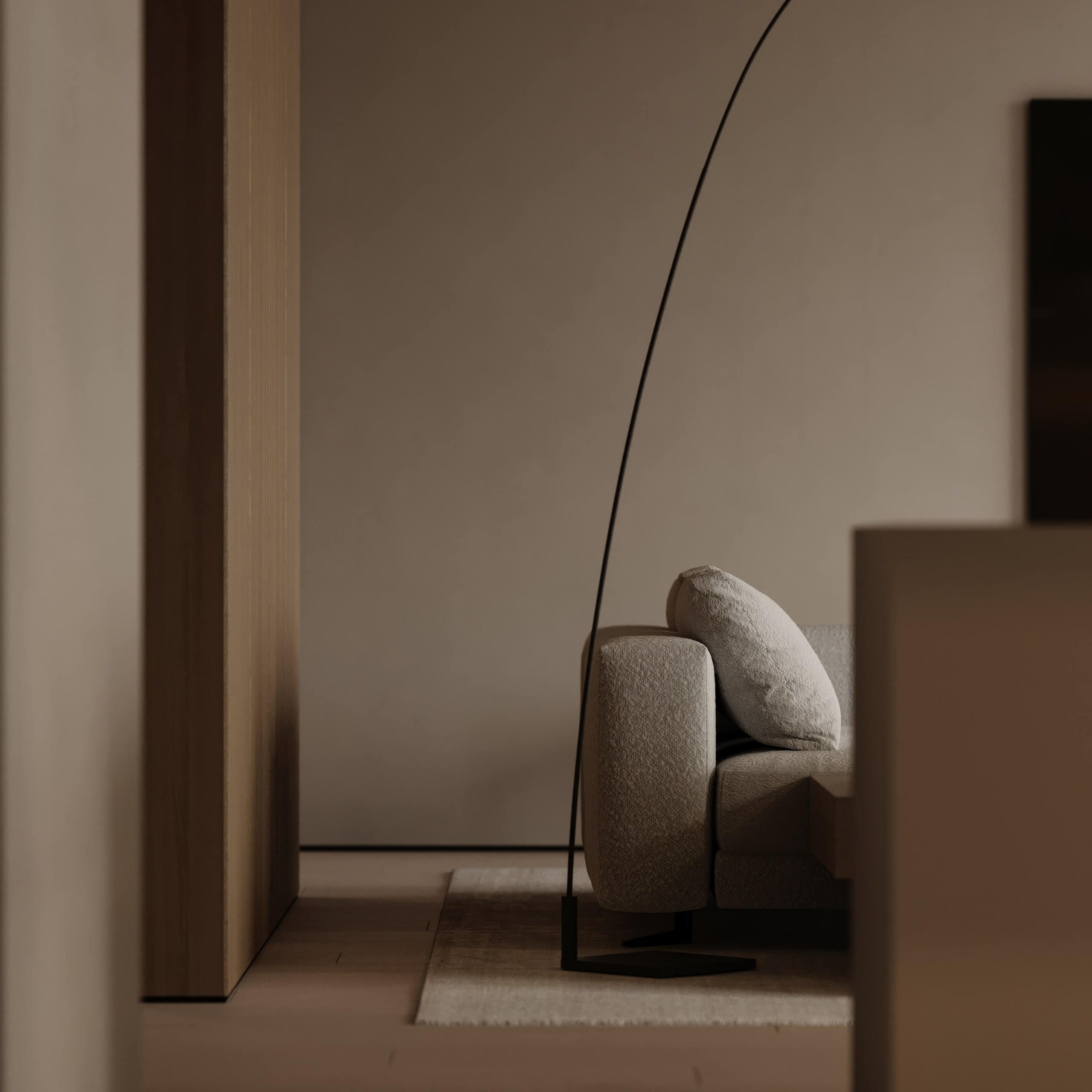 3D Scene Minimalist living room. Anastasia Sorochin| 3d Visualization