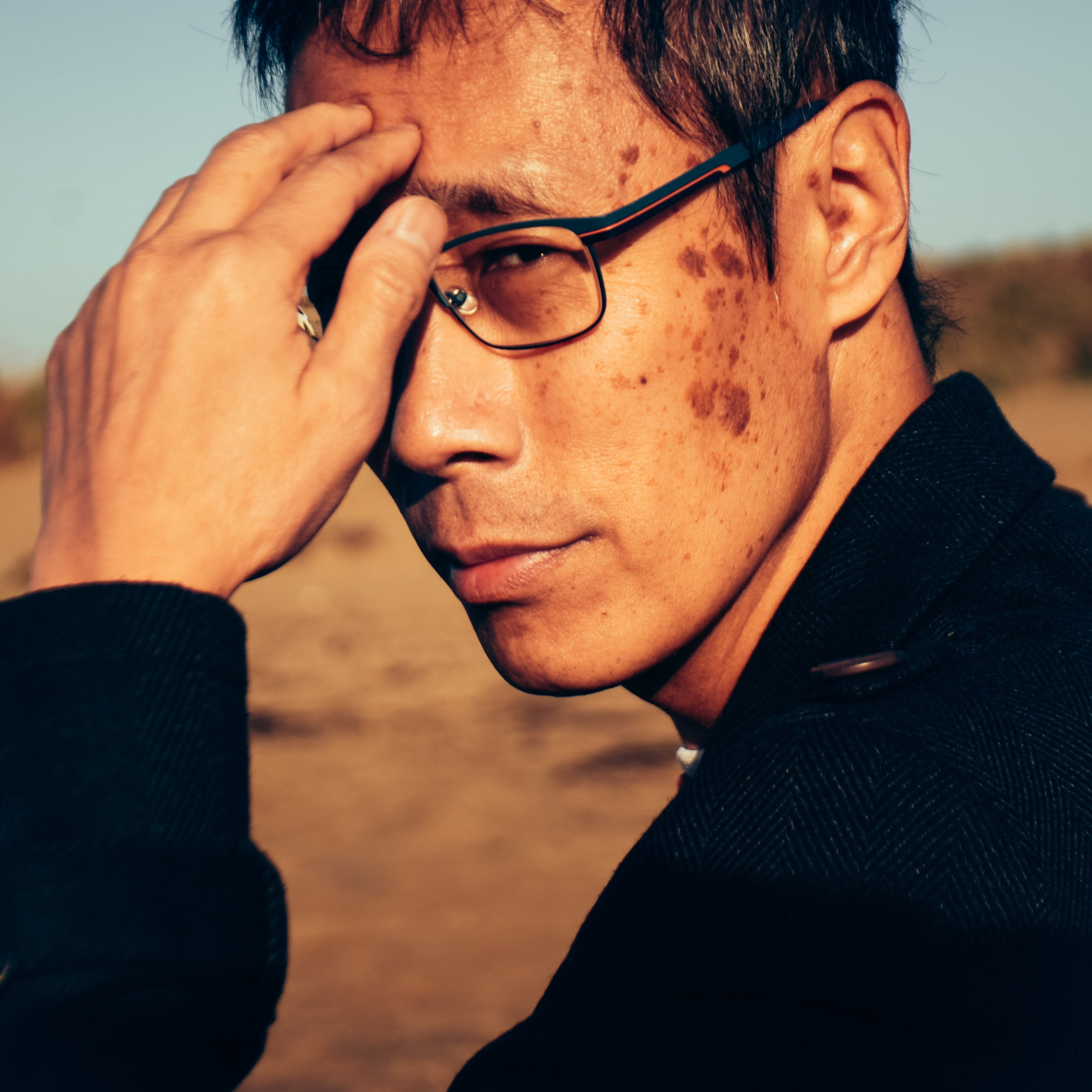 Male portrait photographer Birmingham, moody natural light headshot Solihull
