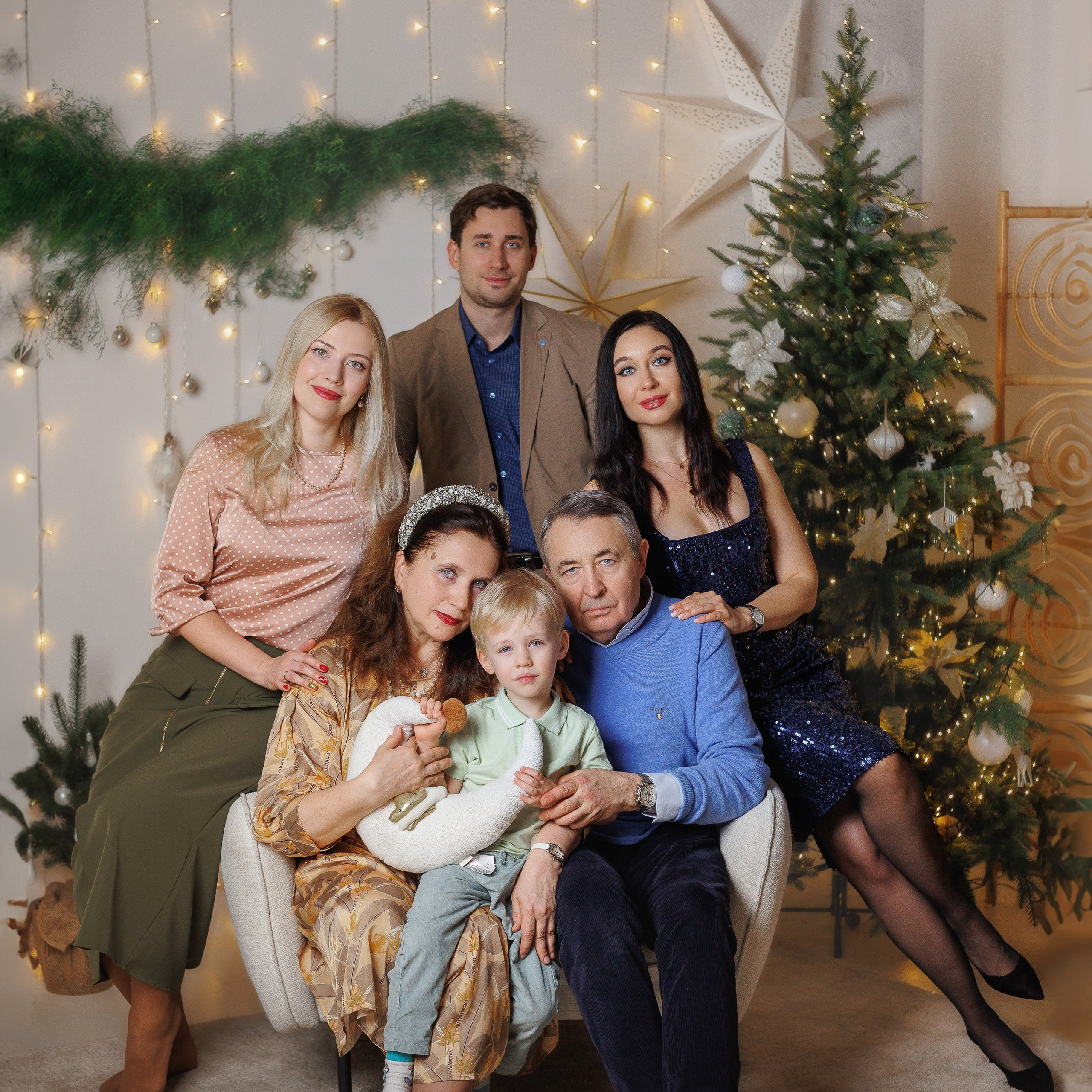 Новогодняя фотосессия большой семьи