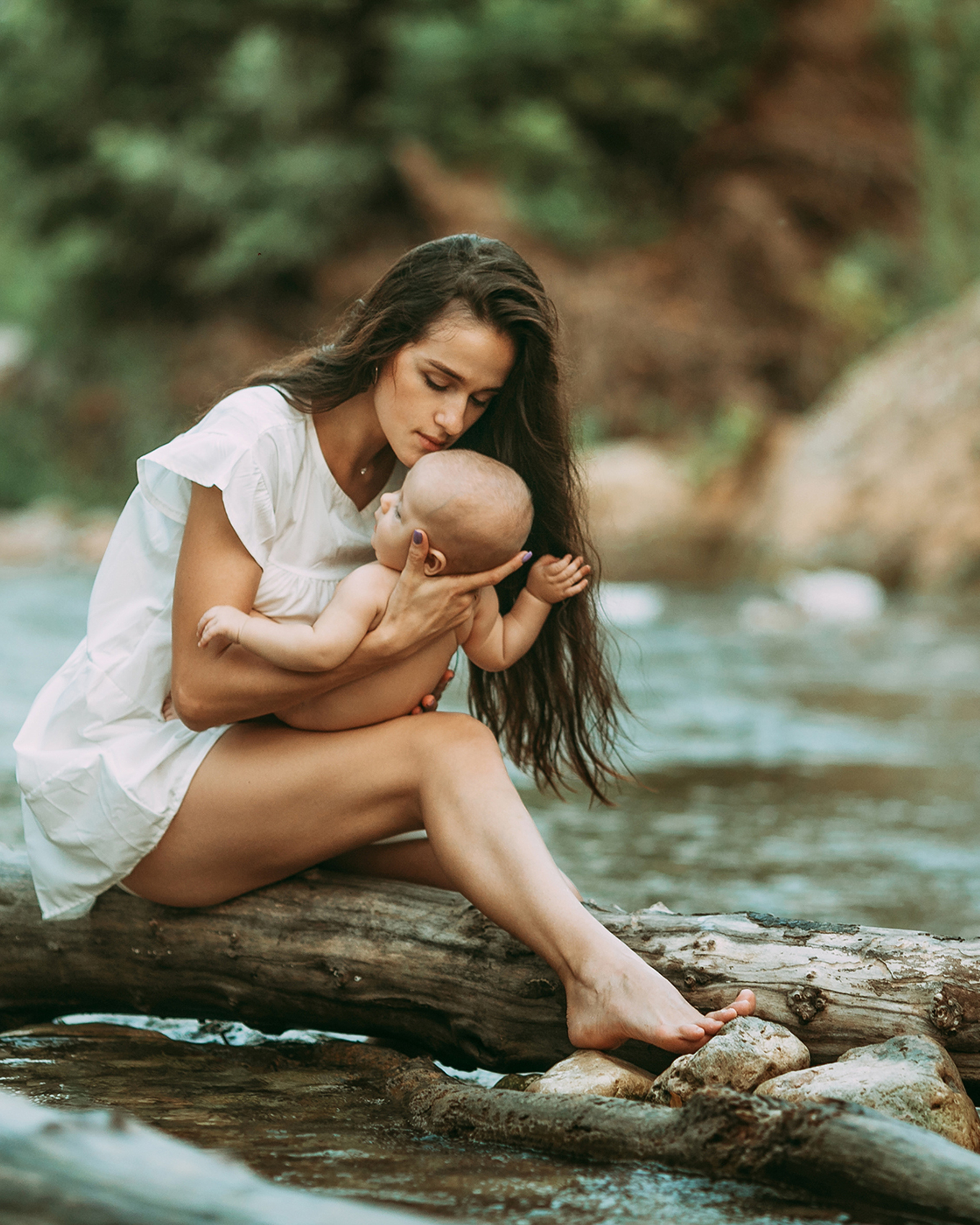 Alexandra with David at the river