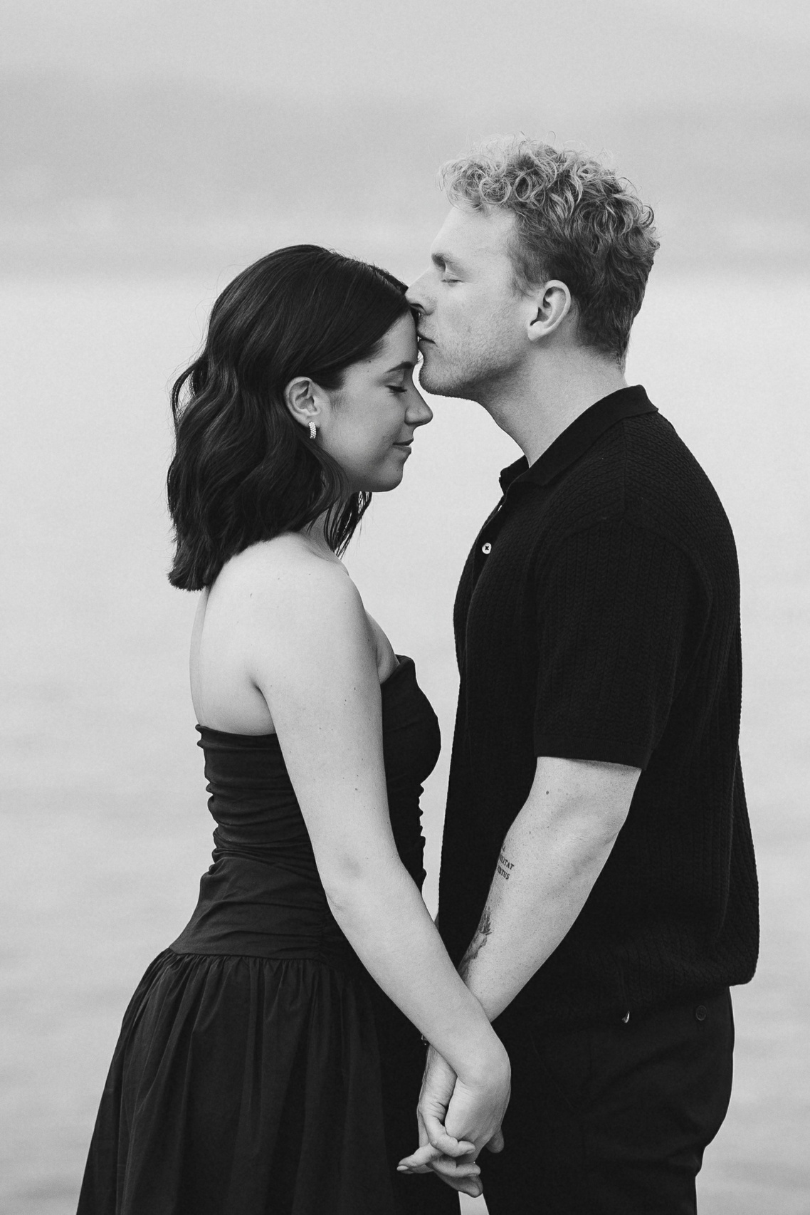 Elegant couple after engagement at Lake Garda, romantic proposal photography in Italy