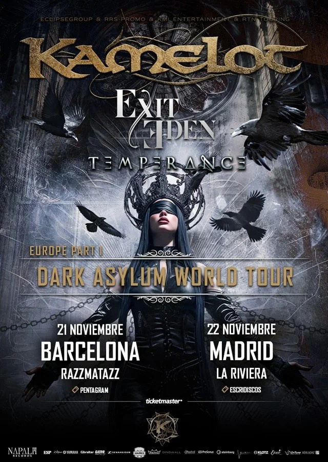 Kamelot en España 2026: Dark Asylum World Tour en Barcelona y Madrid con Exit Eden y Temperance | FOTKAI