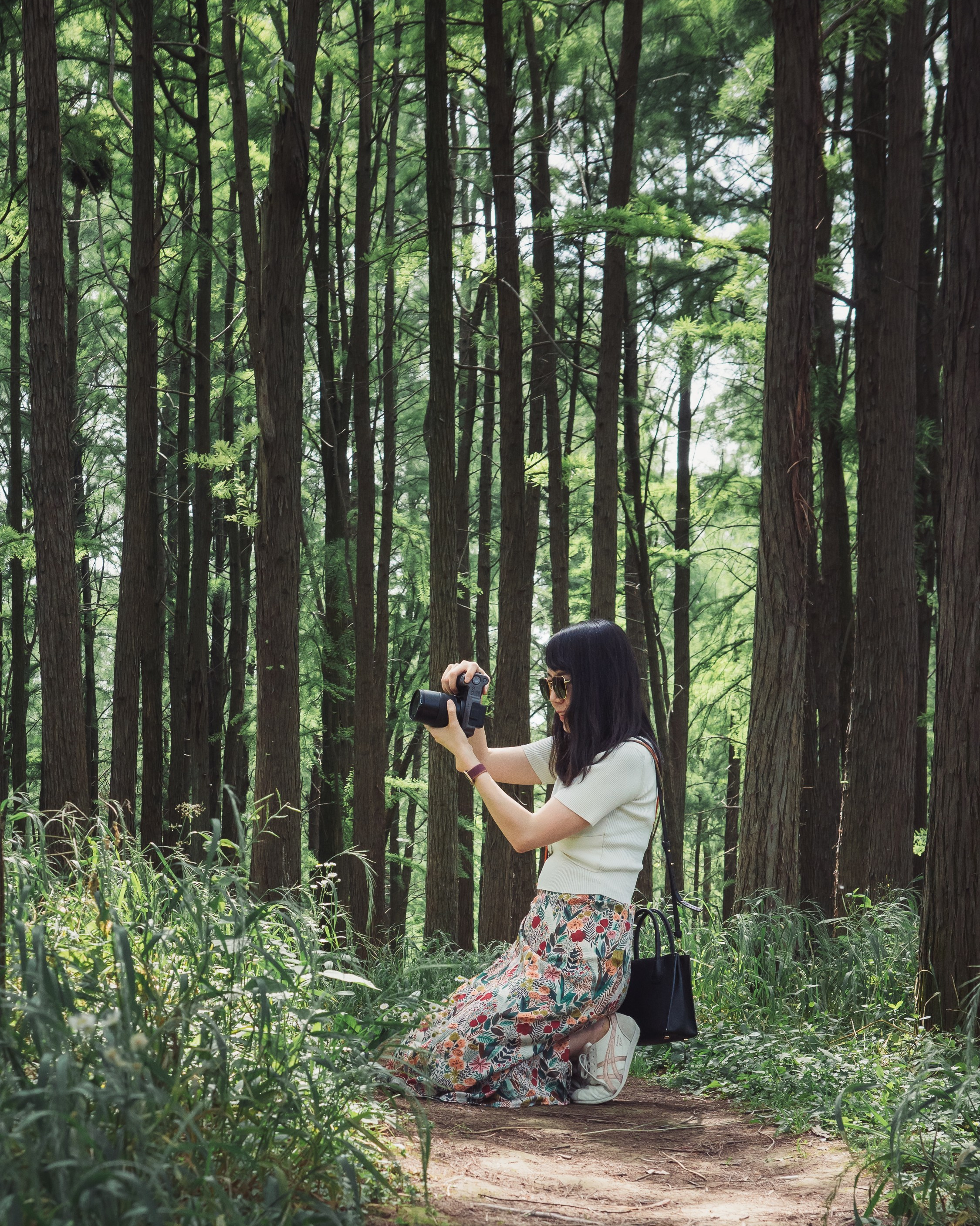I am taking photos of a family in a park in Shanghai.