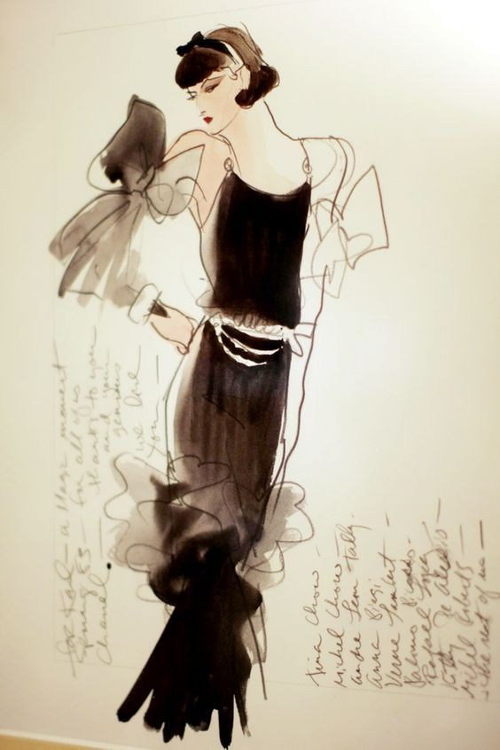 Master of Sketches: Design sketch by Karl Lagerfeld for Chanel. 