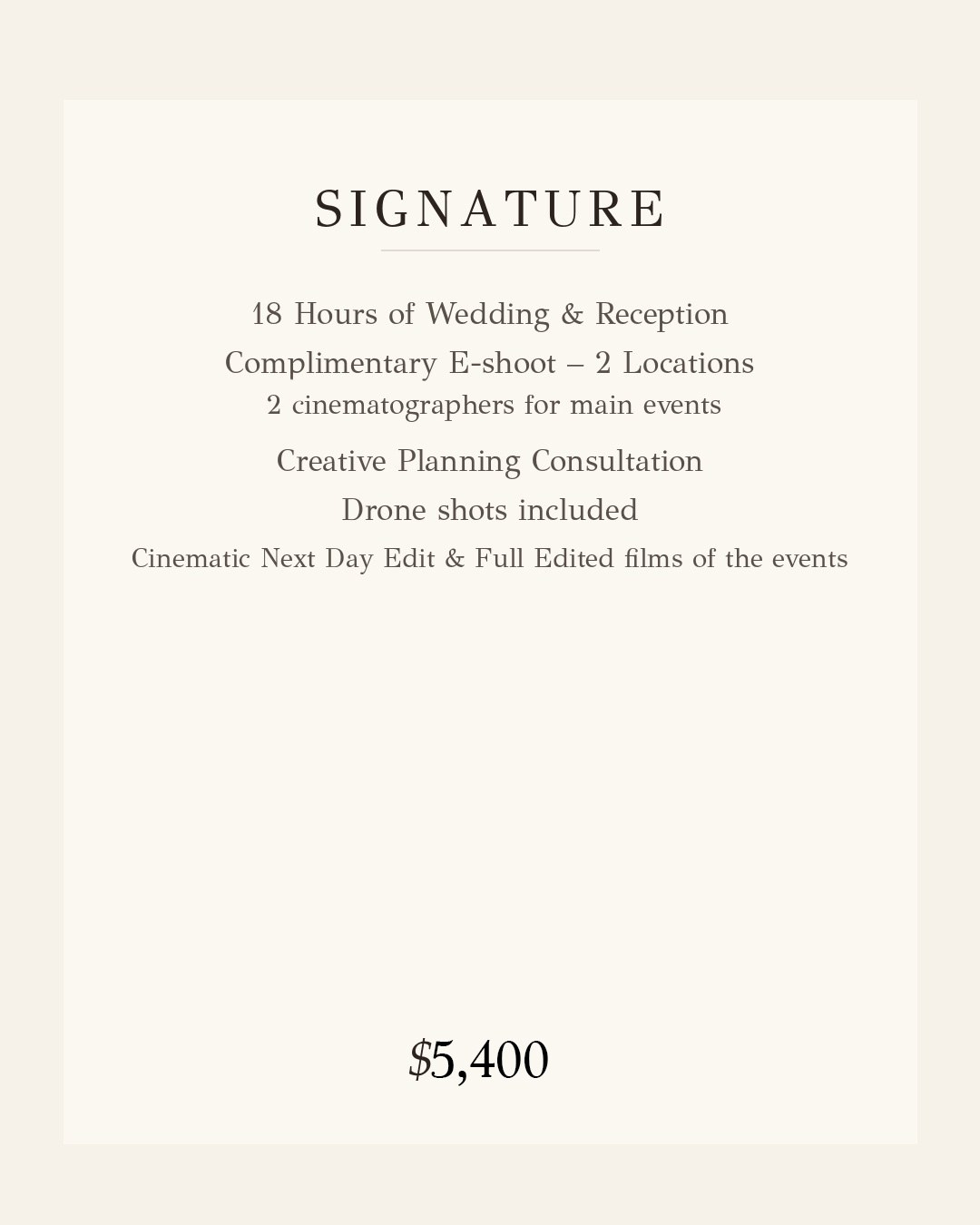 Films Only Packages. Wedding Photographer & Cinematographer studios