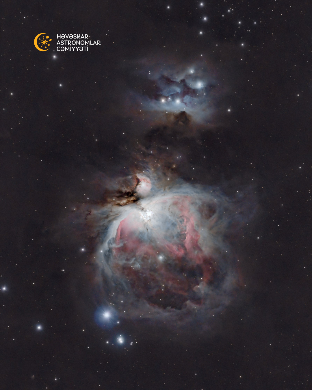 M42, Orion dumanlığı. Həvəskar Astronomlar Cəmiyyəti — Astronomy.az