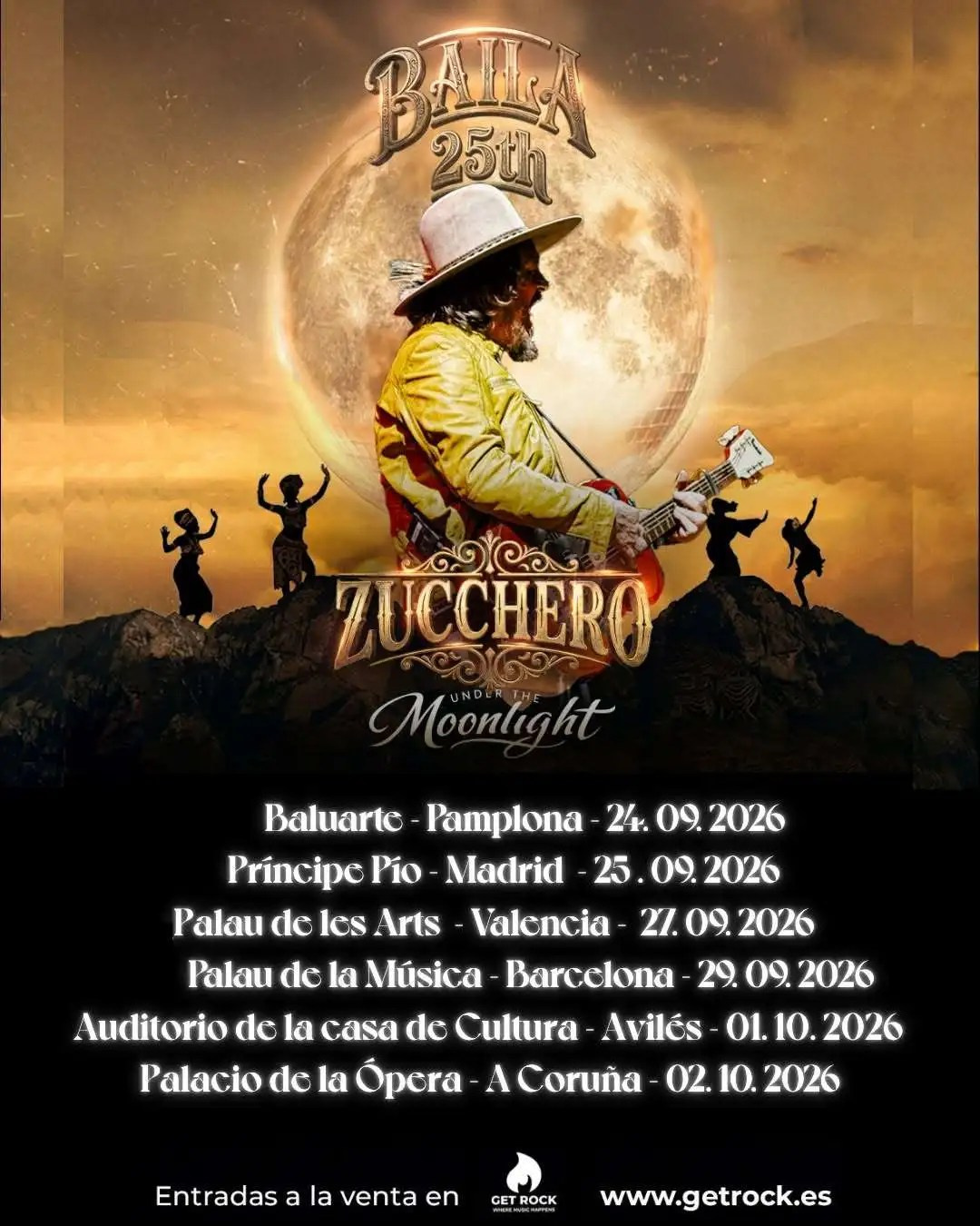 Zucchero en España: conciertos 2026, fechas y ciudades de Baila 25th – Under the Moonlight | FOTKAI
