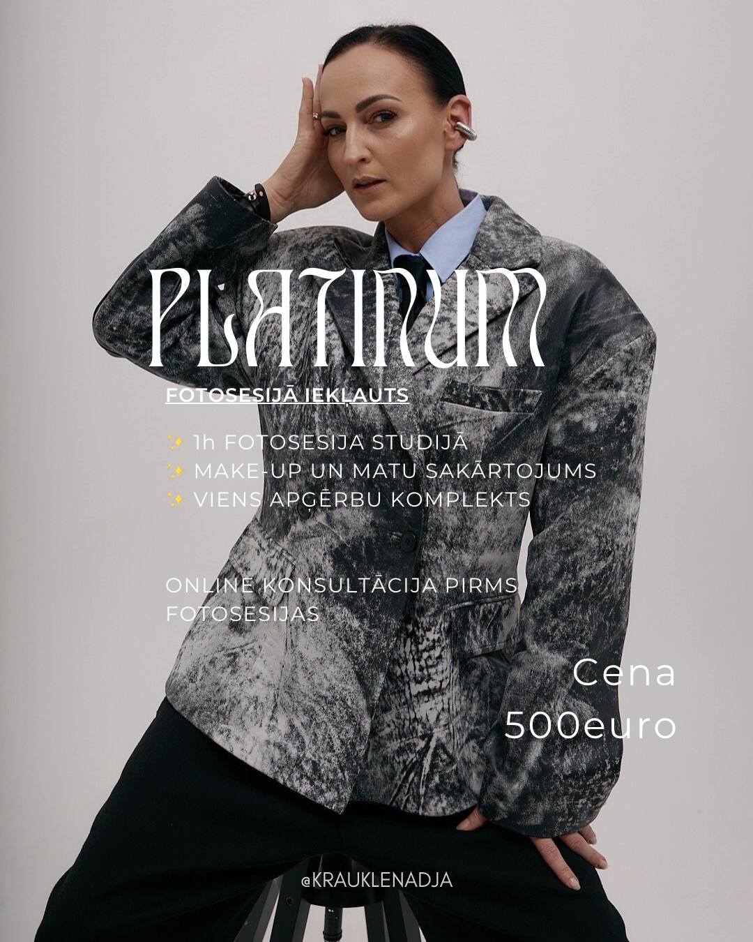 Fotosesiju cenas. Sieviešu fotogrāfe Nadja Kraukle