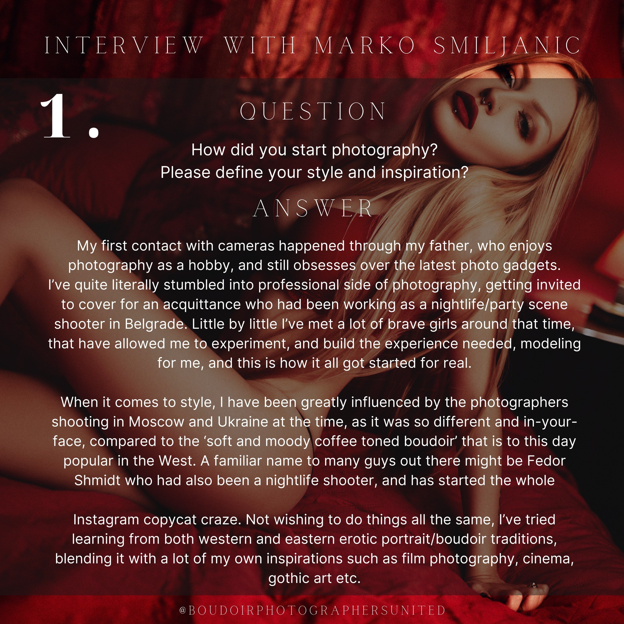 Interview for Boudoir Photographers United. Mark Smilyanic | Portretni boudoir fotograf iz Beograda