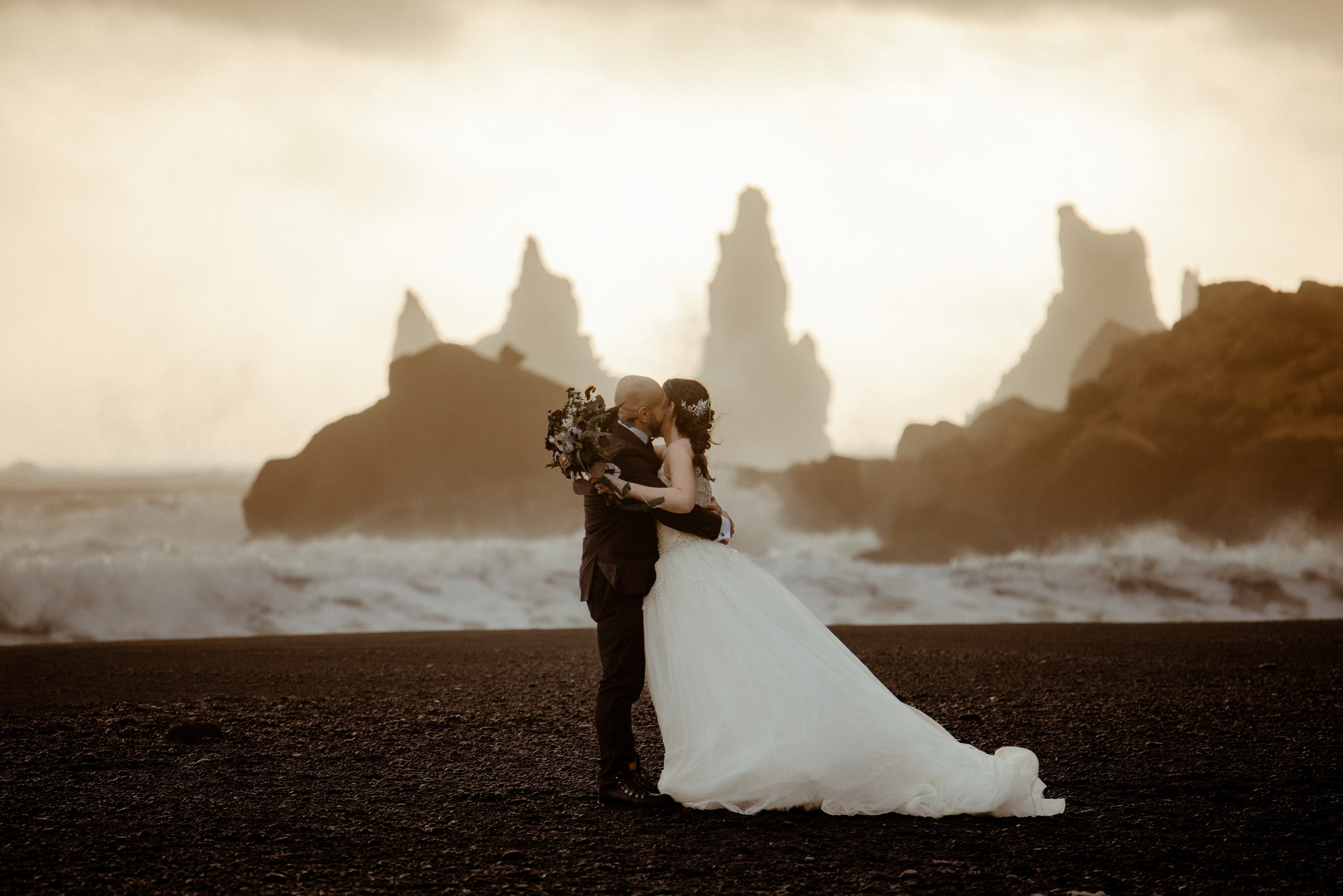 black sand beach elopement