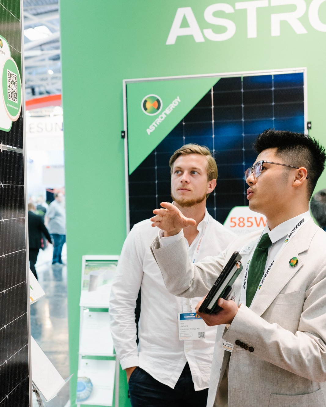 Trade‑fair event photographer Munich. Reportage at Messe München. Providing the best photography service for the brand Astronergy during Intersolar Messe. Captured by corporate event photographer Inna Zaytseva