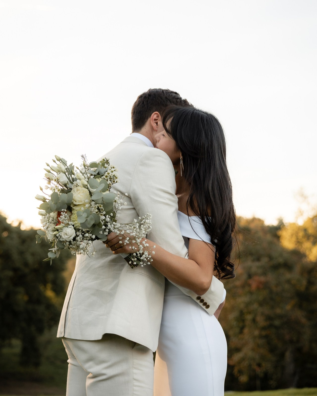 Golden hour couple portrait during a destination wedding in France.