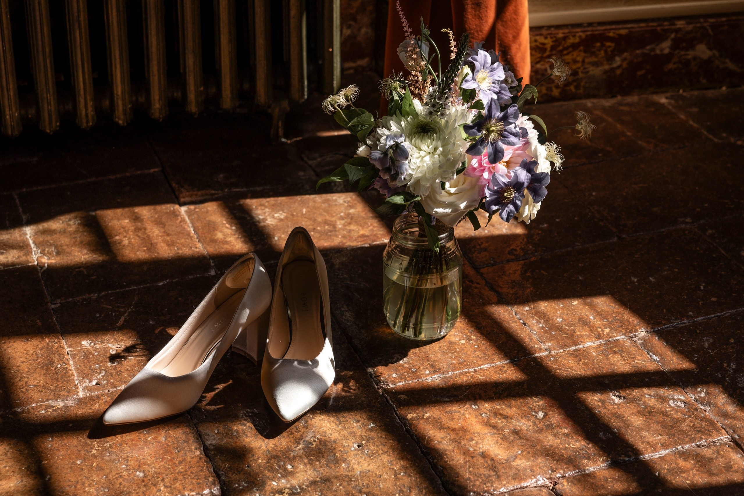 Bride getting ready in historic suite at Château La Commanderie, South of France