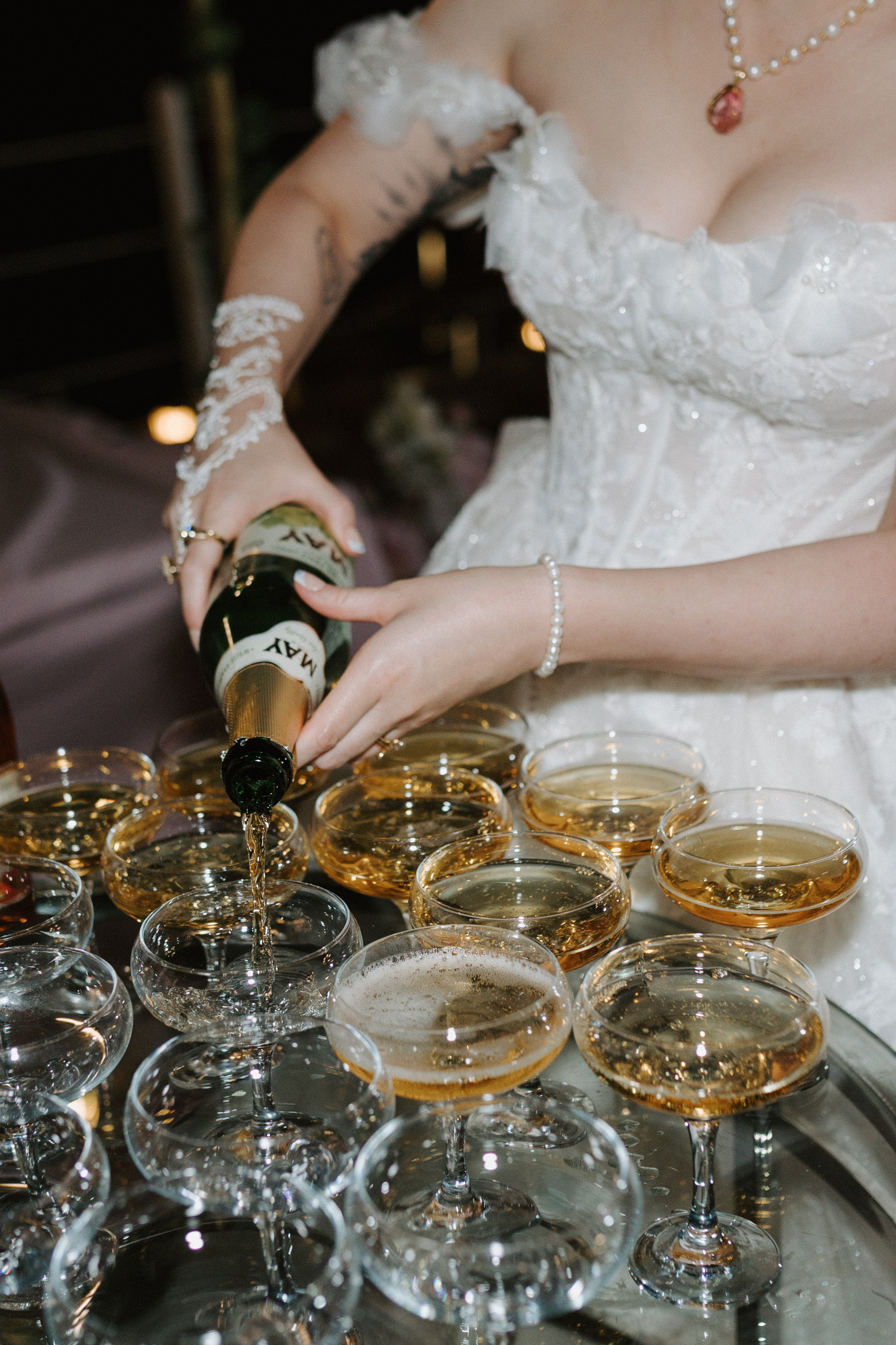 Champagne closeup wedding photography