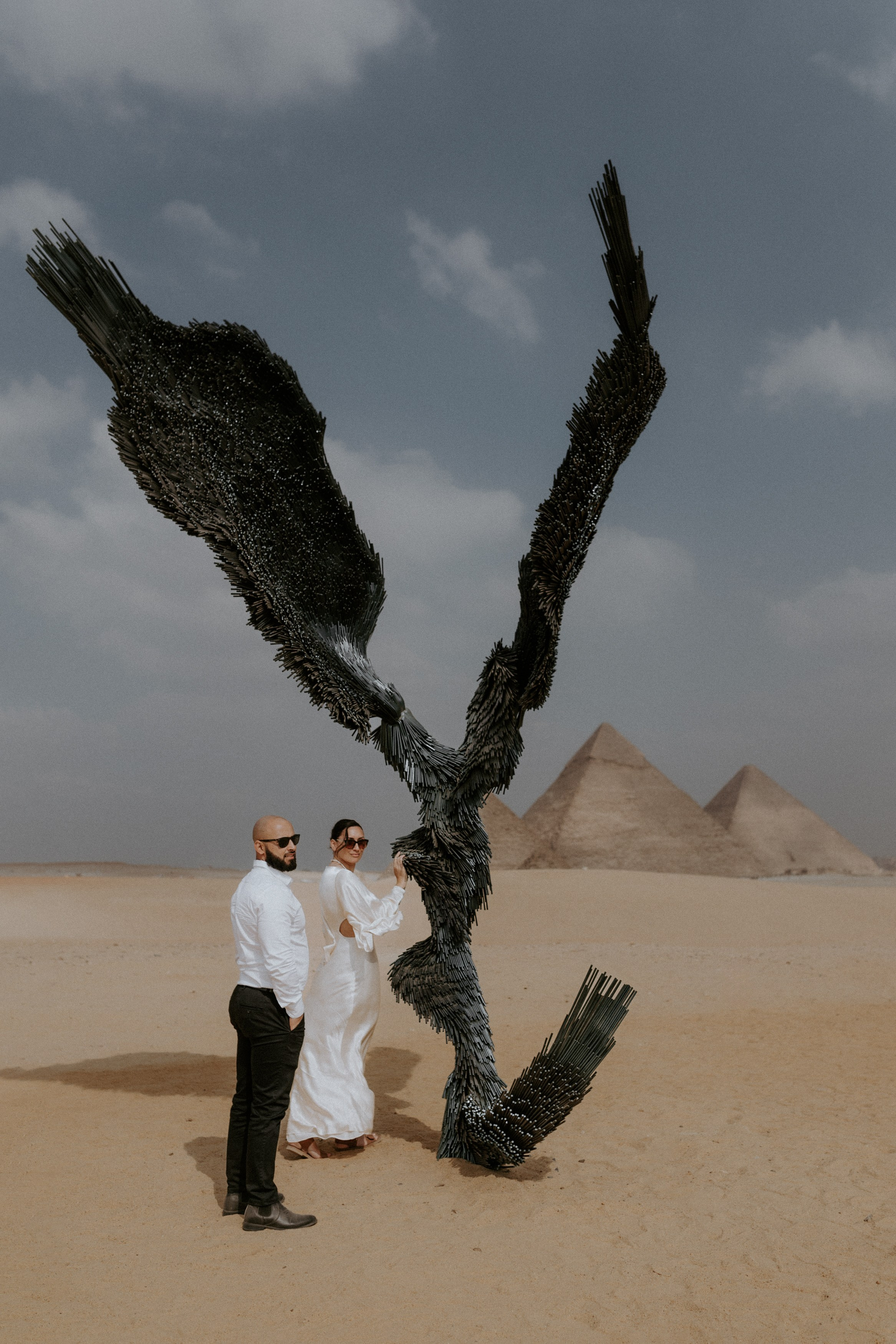 Elopement by the Pyramids of Giza by destination wedding photographer in Egypt