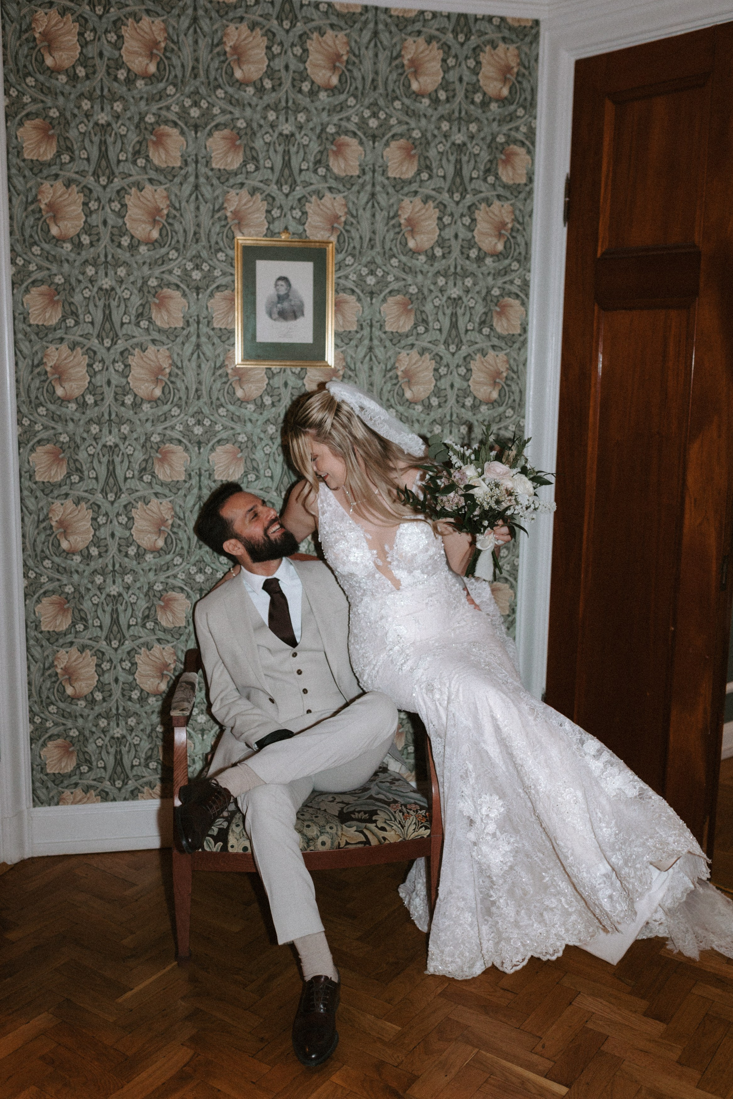 Bride and groom in NYC hotel