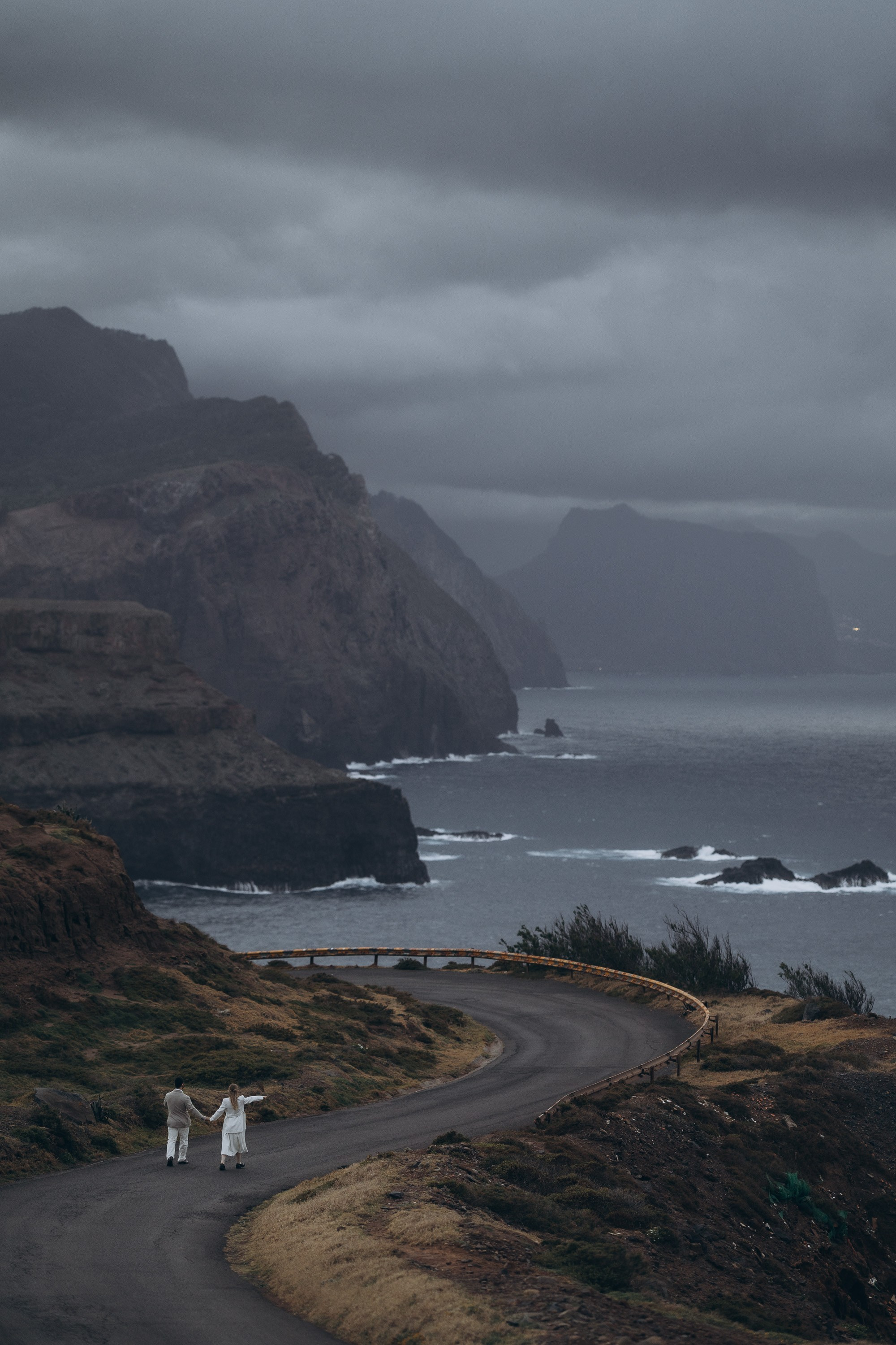 couple photography Ponta de Sao Lourenco Madeira dramatic cliffs ocean landscape