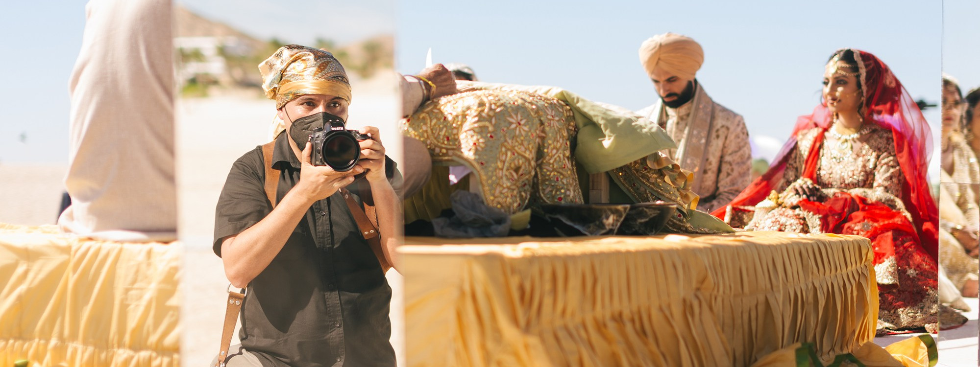Self portrait in a mirror, shooting an indian wedding in Hilton los Cabos