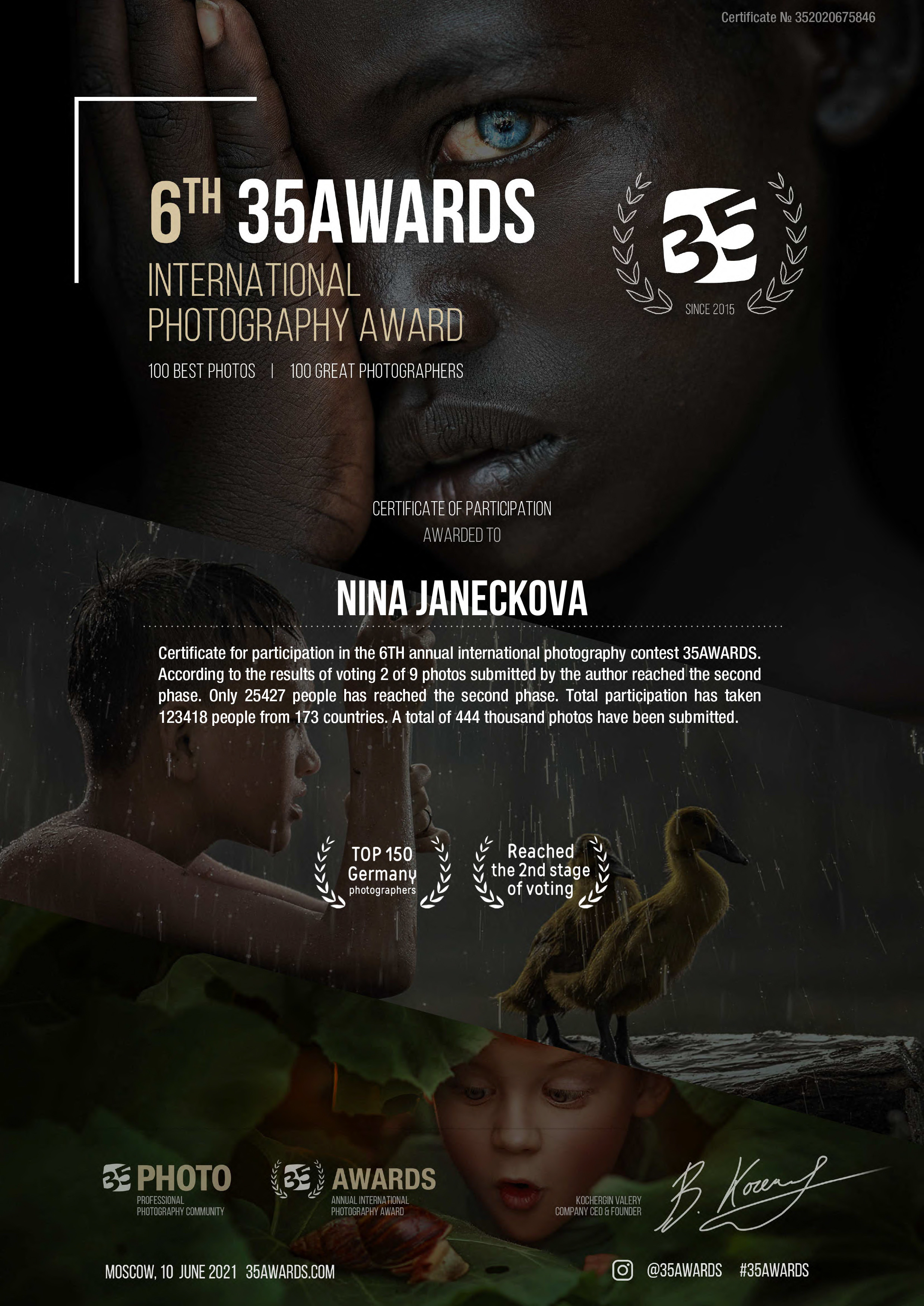 PRIZES. Nina Janeckova Photographer and Videographer in Bodensee Ravensburg