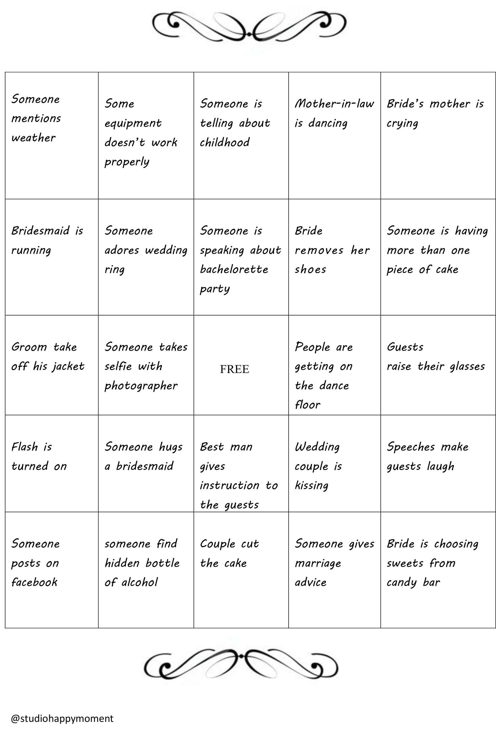 weddingbingo, wedding reception bingo