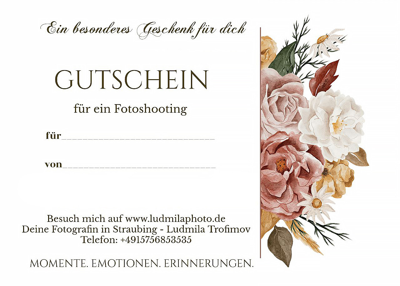 Ideales Geschenk, Geschenkgutschein, ein besonderes Geschenkt für dich, Gutschein, Foto Gutschein, Fotoshooting Gutschein