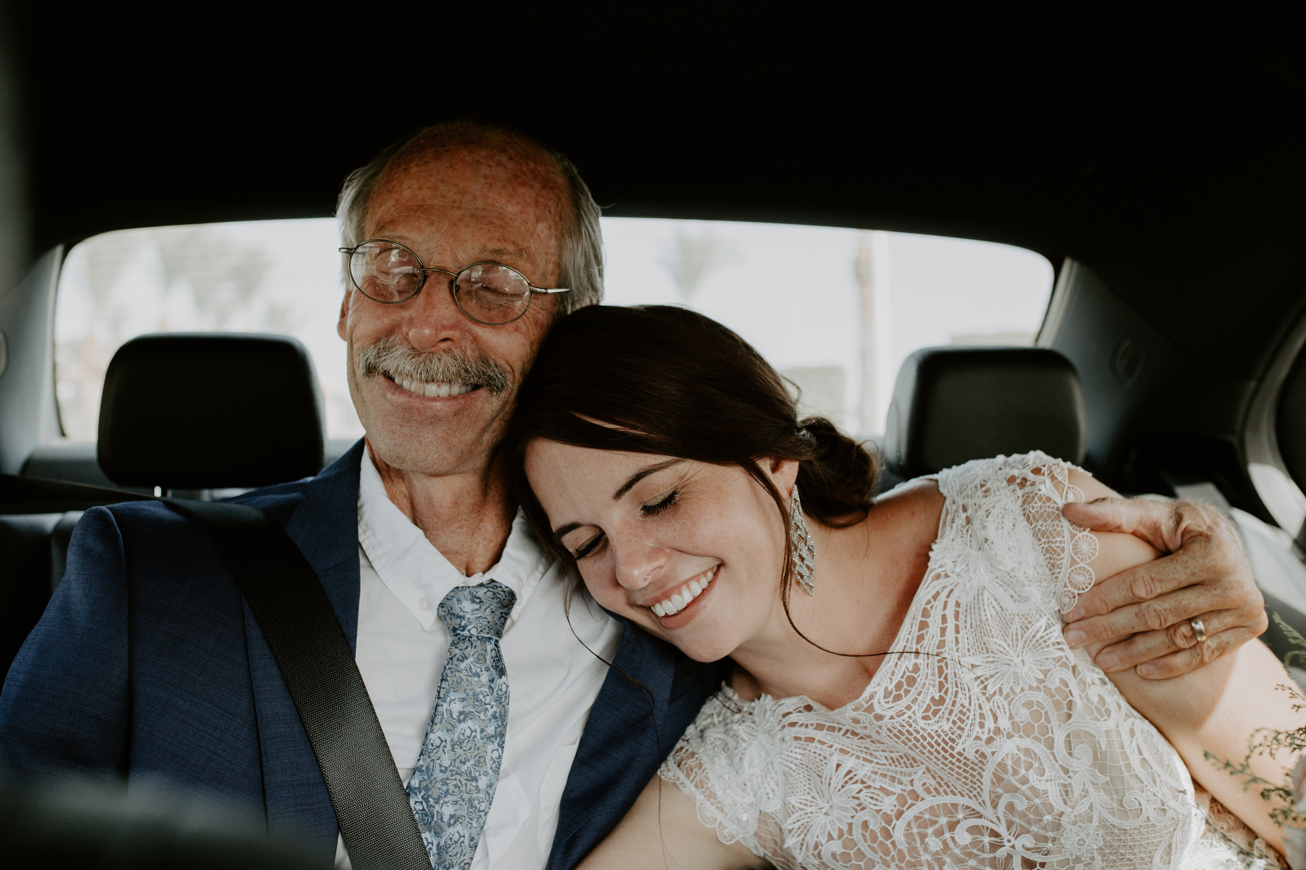 Bride and her father during wedding in Sharm El Sheikh, Egypt