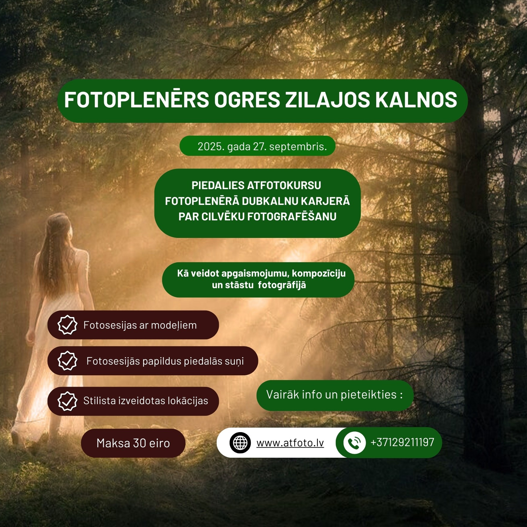 FOTOPLENĒRI. Fotokursi fotostudijā Rīgā. Profesionāls fotogrāfs Aivars Tipsis