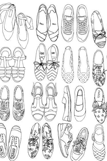 Эскизы туфель для fashion-иллюстрации