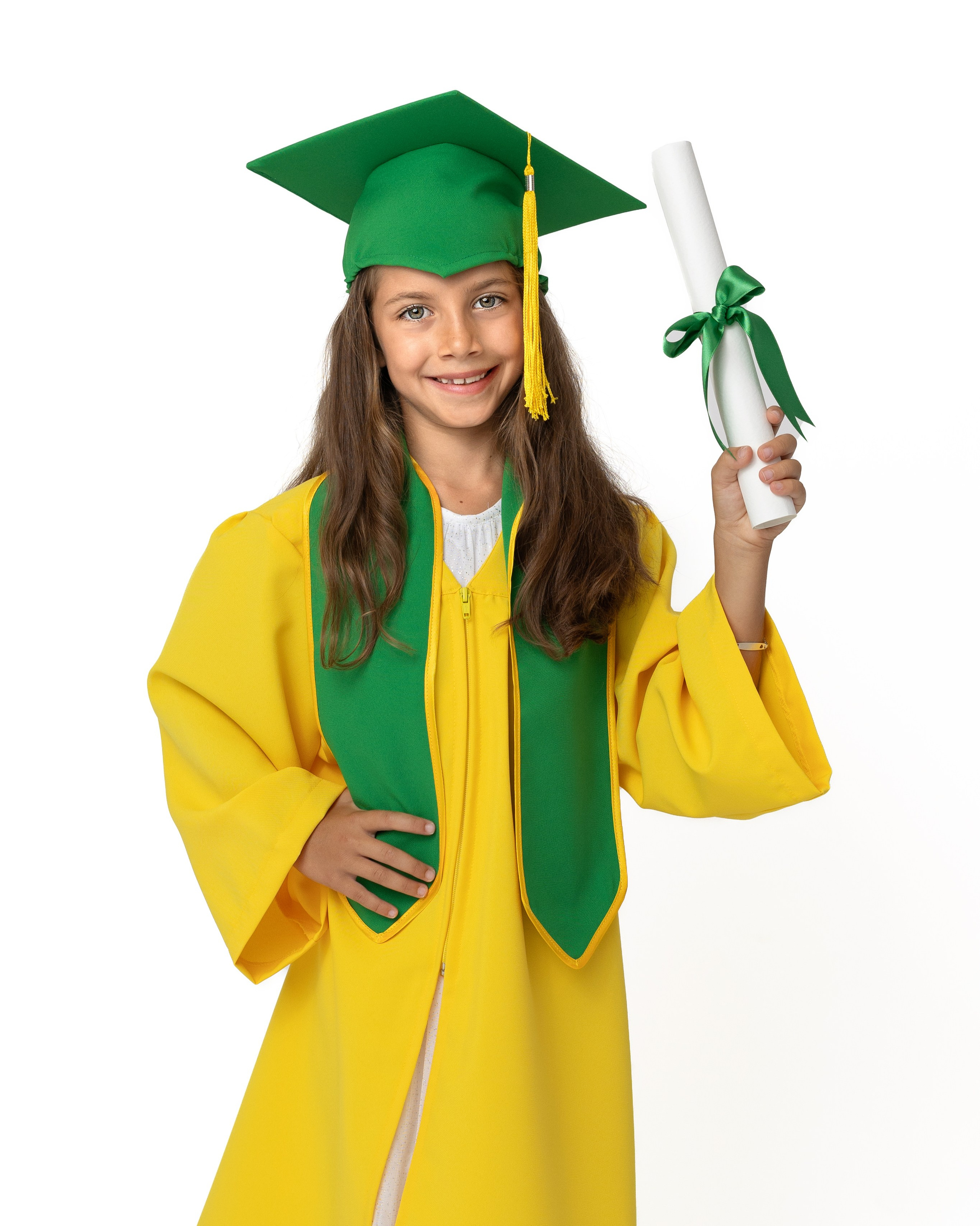 Детска тога и шапка за завършване на детска градина и предучилищна комплект от три части 