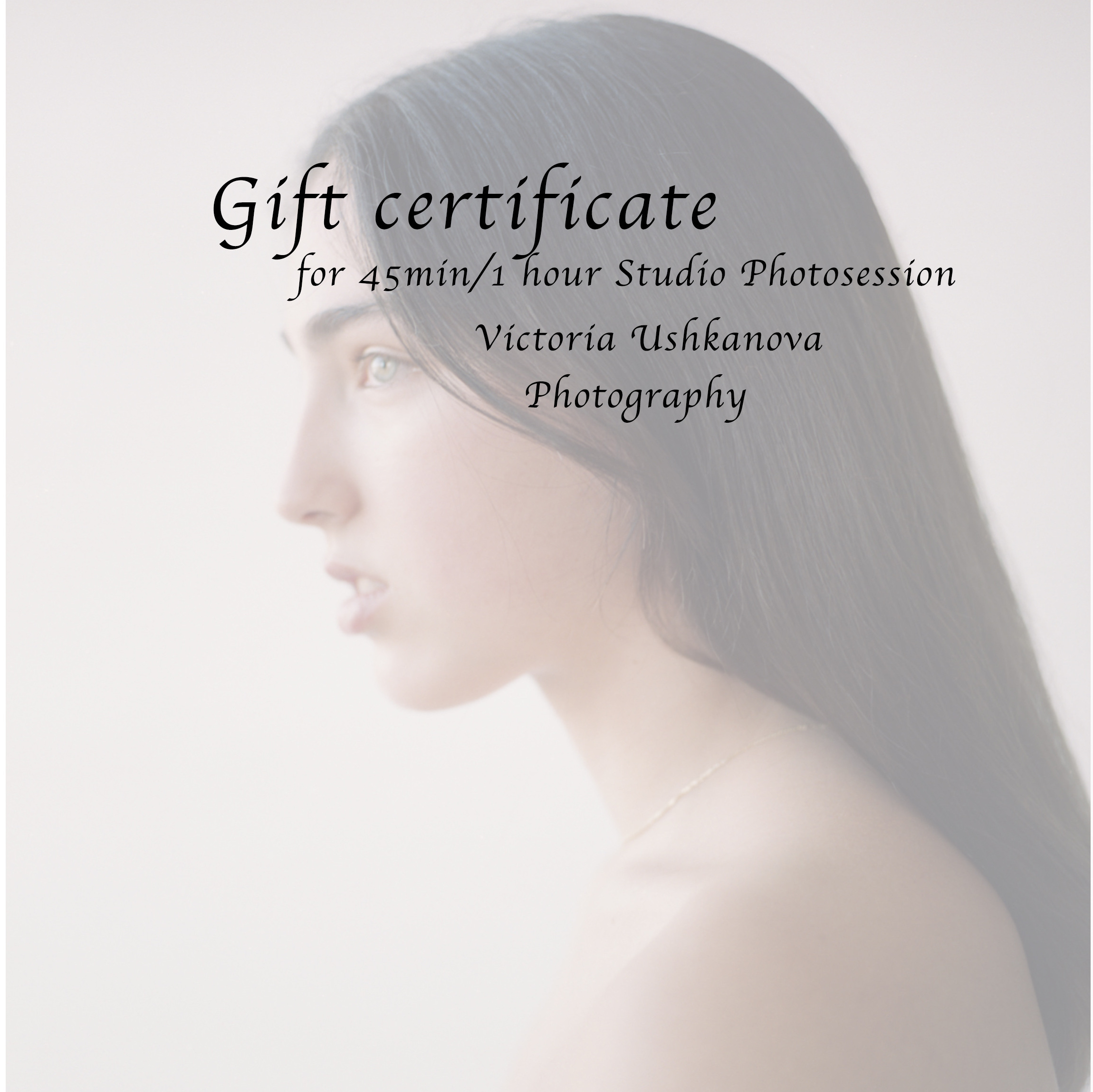 Photoshoot gift certificate, artistic or classic portrait for actors/actresses, personal, couple, or family photoshoots in Almere or Amsterdam.