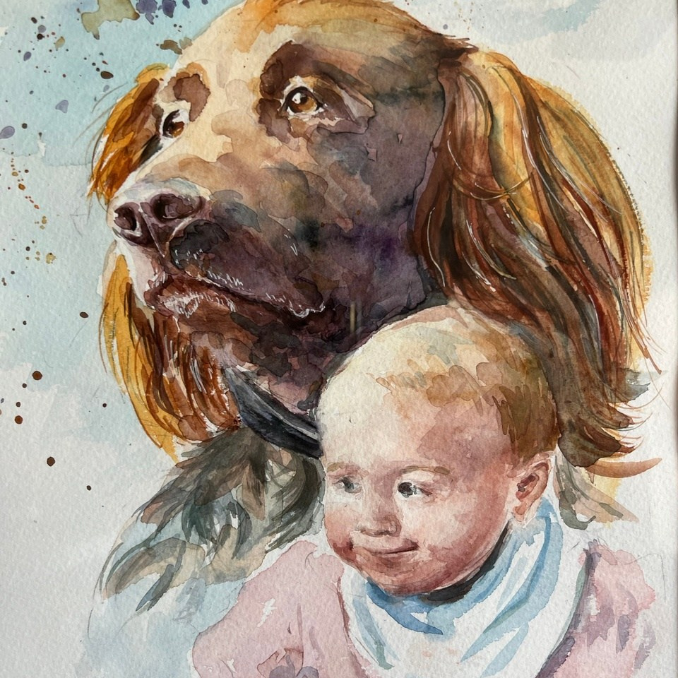 Porträtt i akvarell. Eugenia Arinstein — konstnär som skapar handgjord måleri och illustration med känsla, färg och närvaro. Verksam i Nynäshamn
