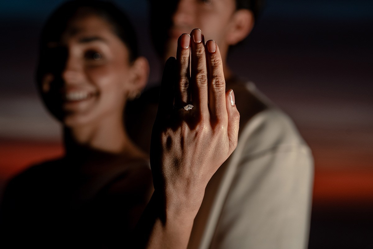 Surprise proposal photography at Todos Santos, Los Cabos , bride-to-be reacting with joy