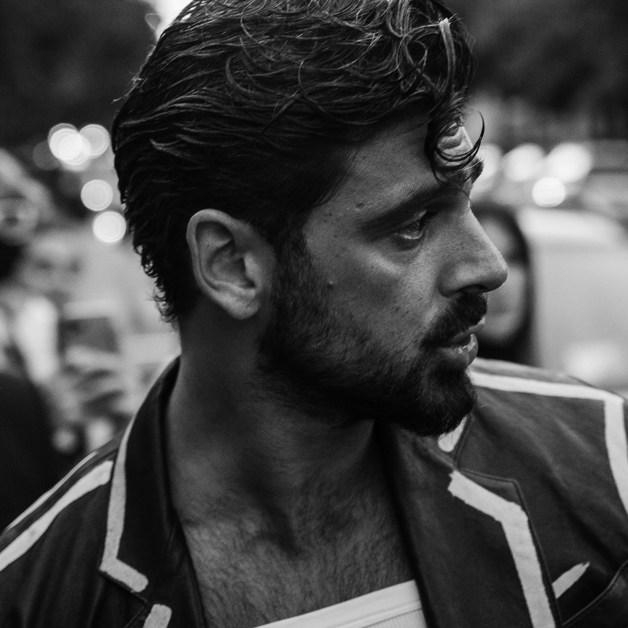  Black and white street portrait in Milan