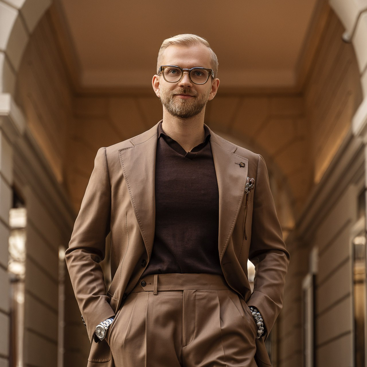  Black and white street portrait in Milan