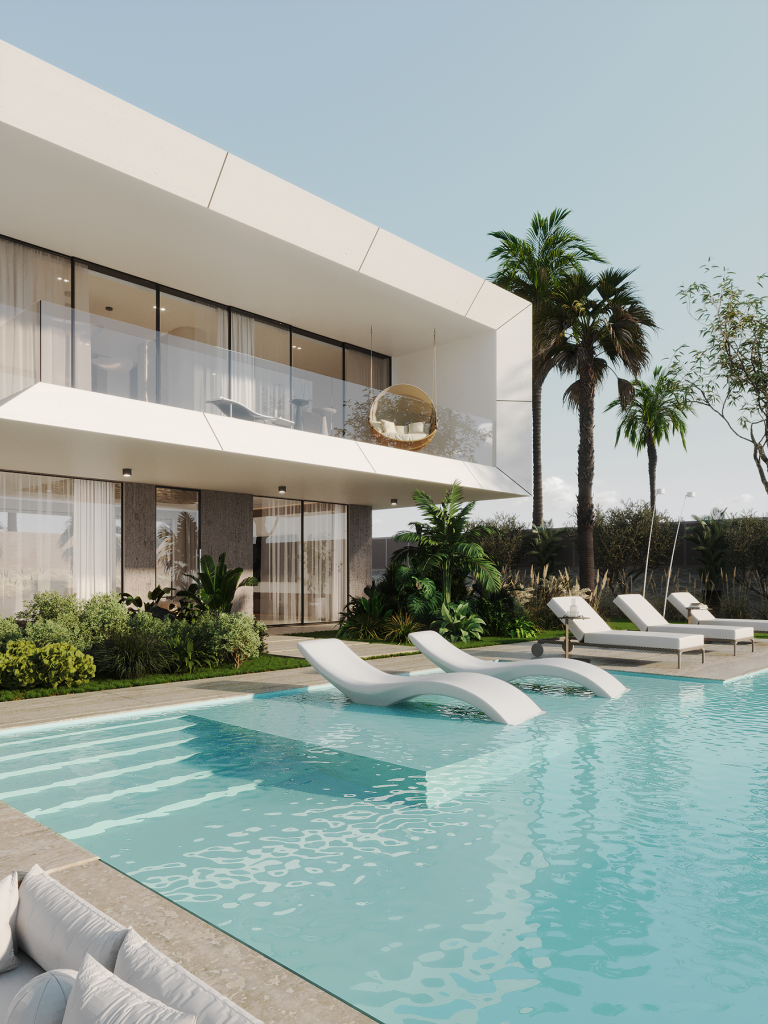 WHITE VILLA IN DUBAI. Interior Design & 3D Rendering | Alena Bulataya Design Buro