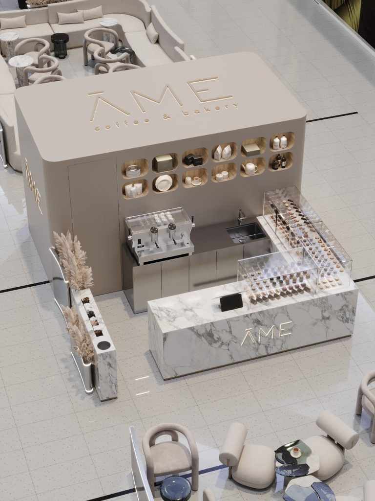 AME COFFEE & BAKERY IN DUBAI. Interior Design & 3D Rendering | Alena Bulataya Design Buro