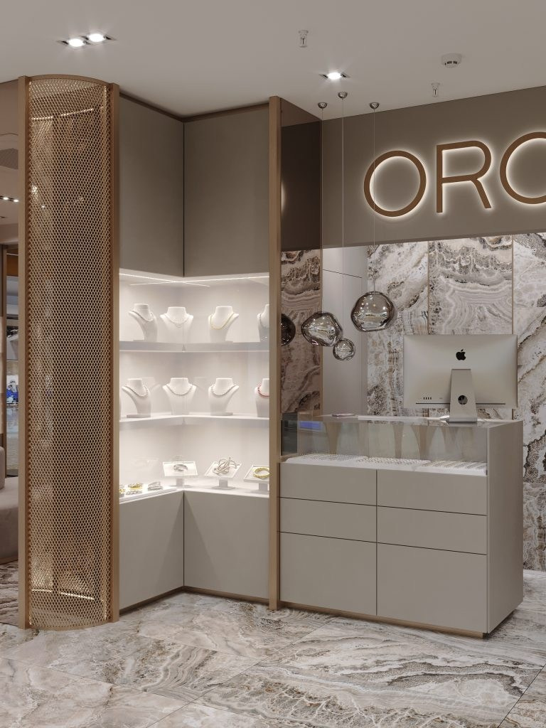 ORO JEWELRY SALON. Interior Design & 3D Rendering | Alena Bulataya Design Buro