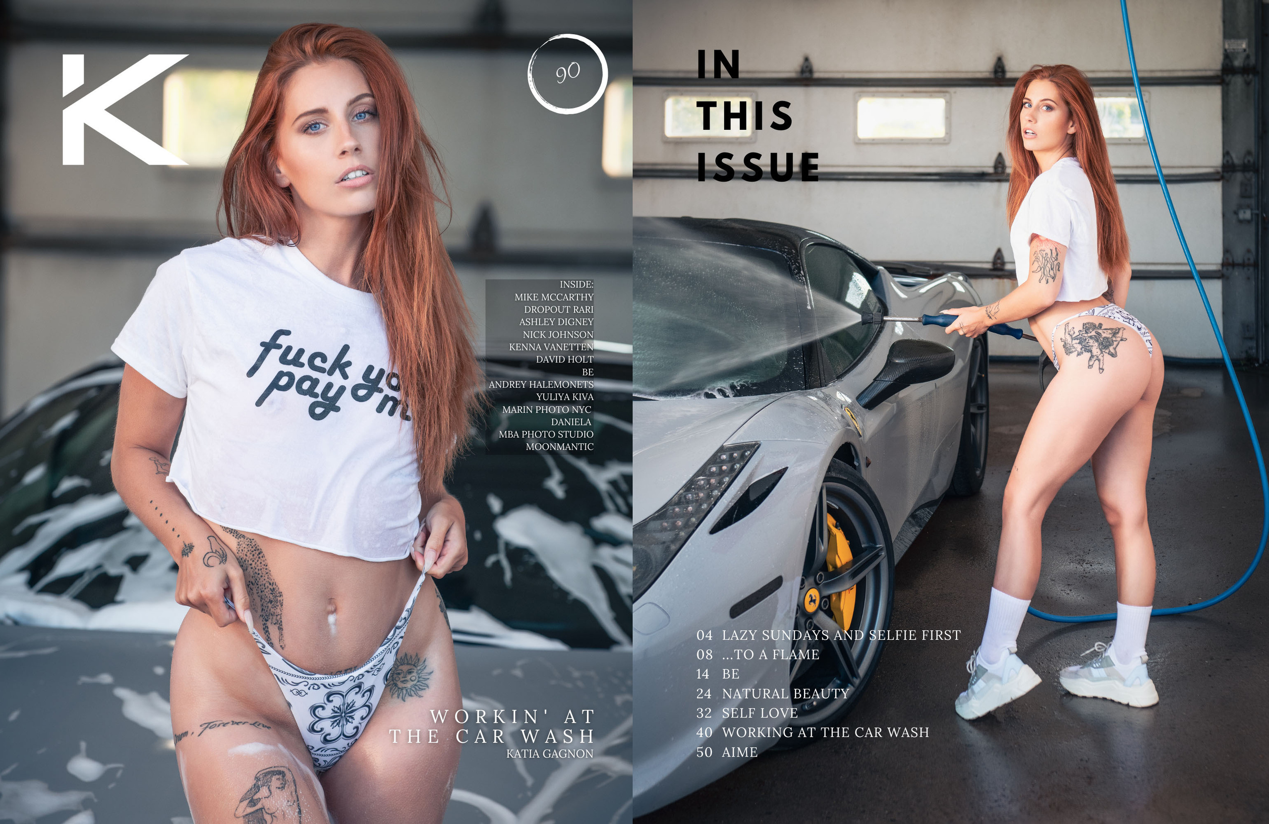 тематическая ню фотосессия, девушка моет авто.